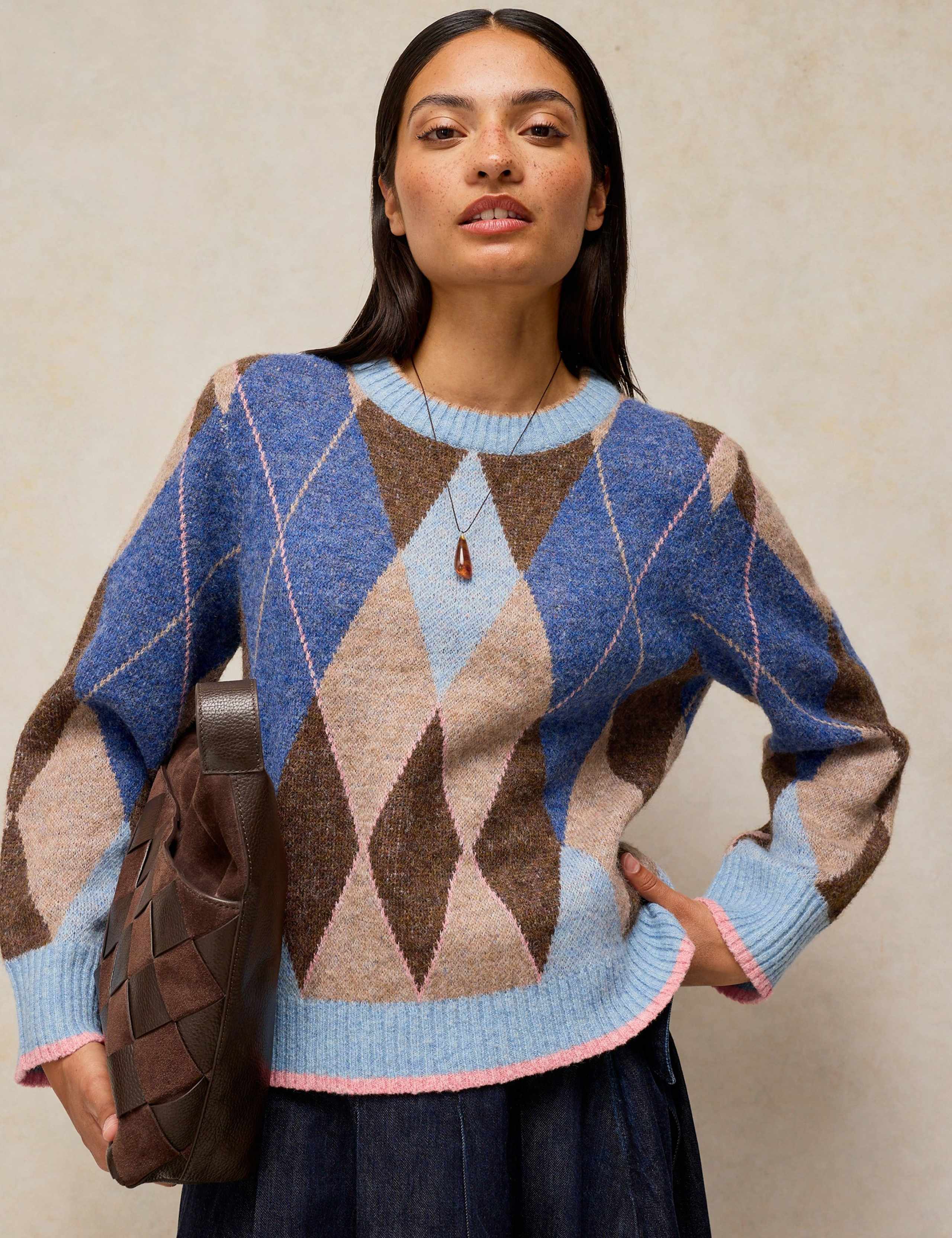 Patterned Crew Neck Knit Jumper 1 of 6