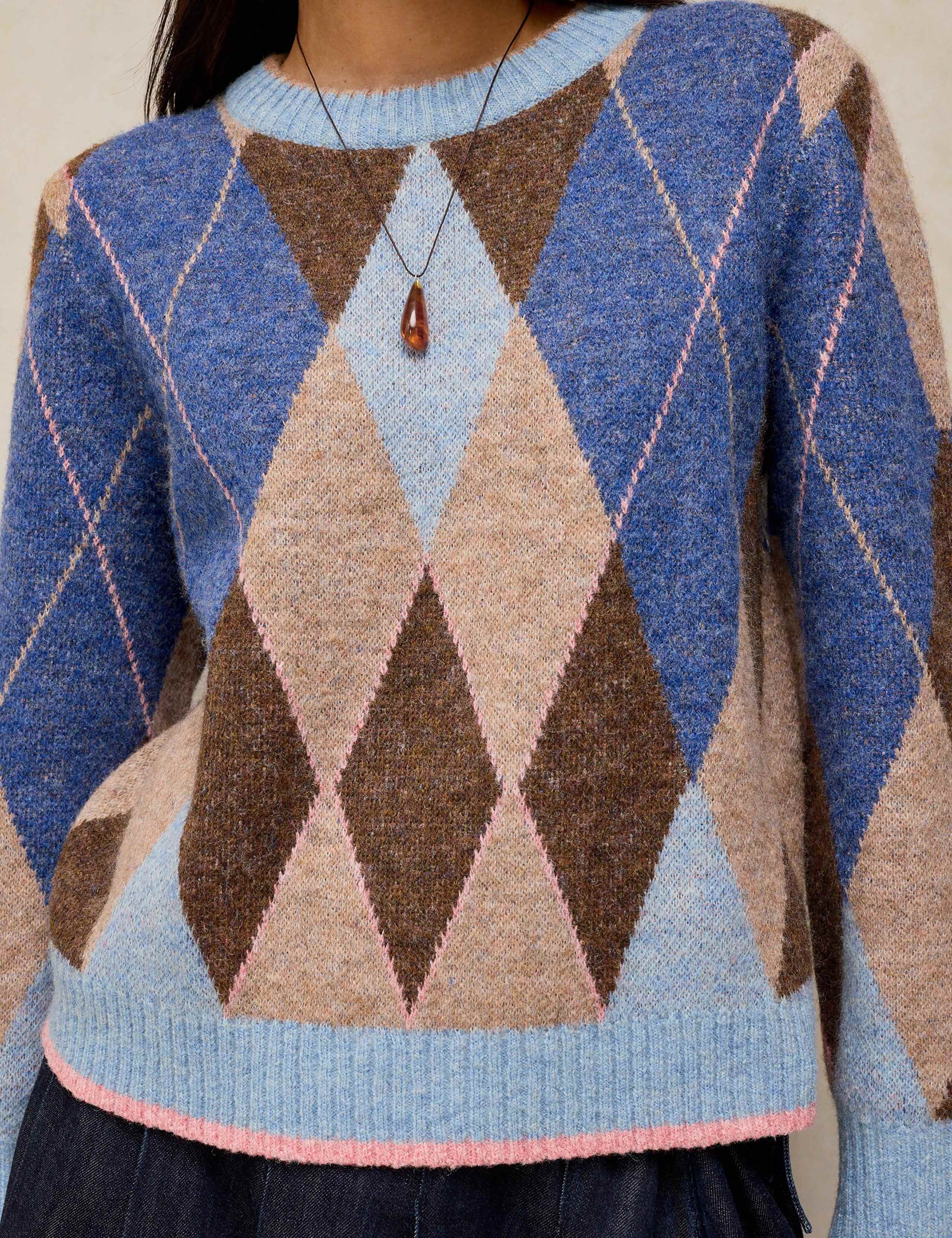 Patterned Crew Neck Knit Jumper 5 of 6