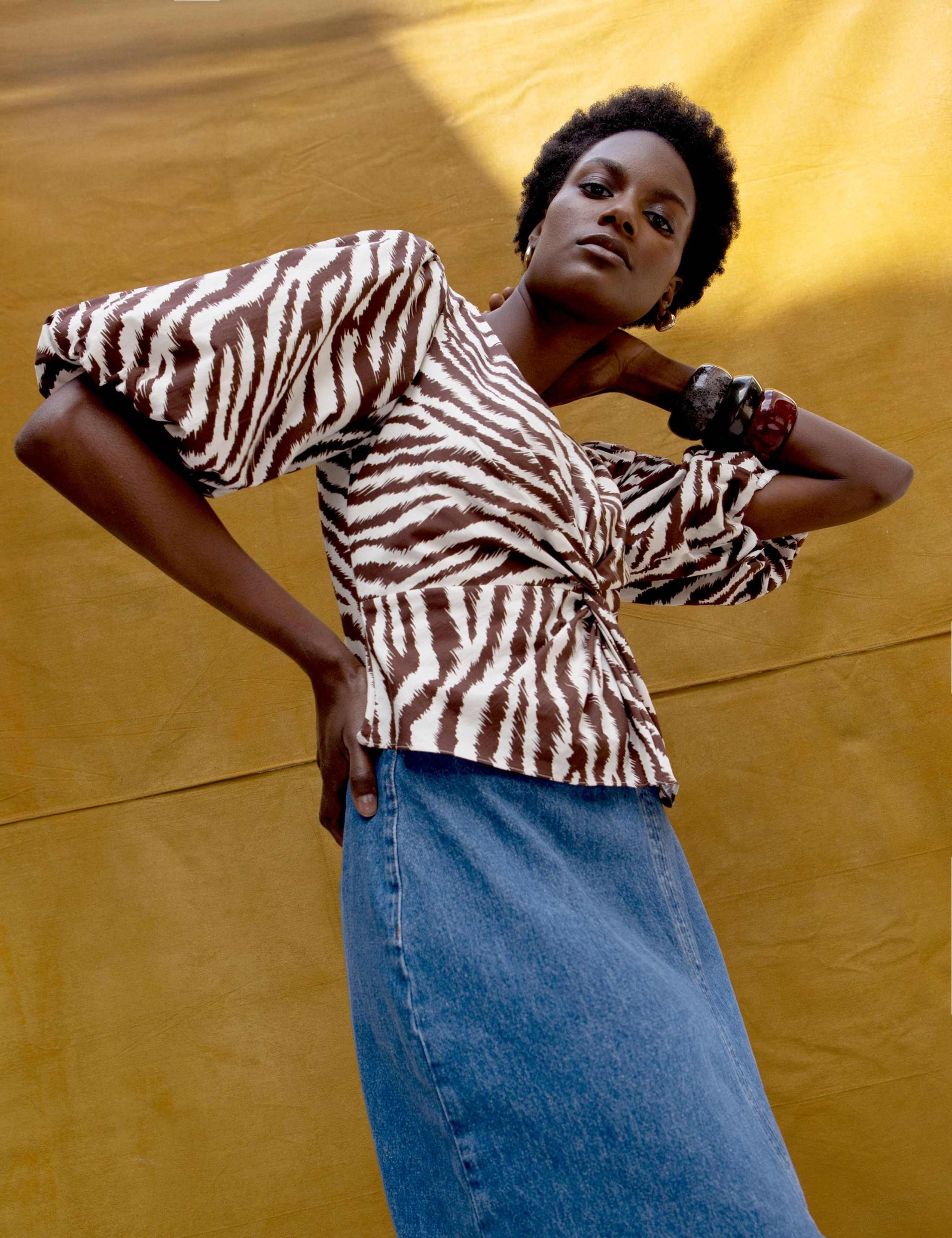 Pure Cotton Zebra Print Twist Front Top 2 of 5