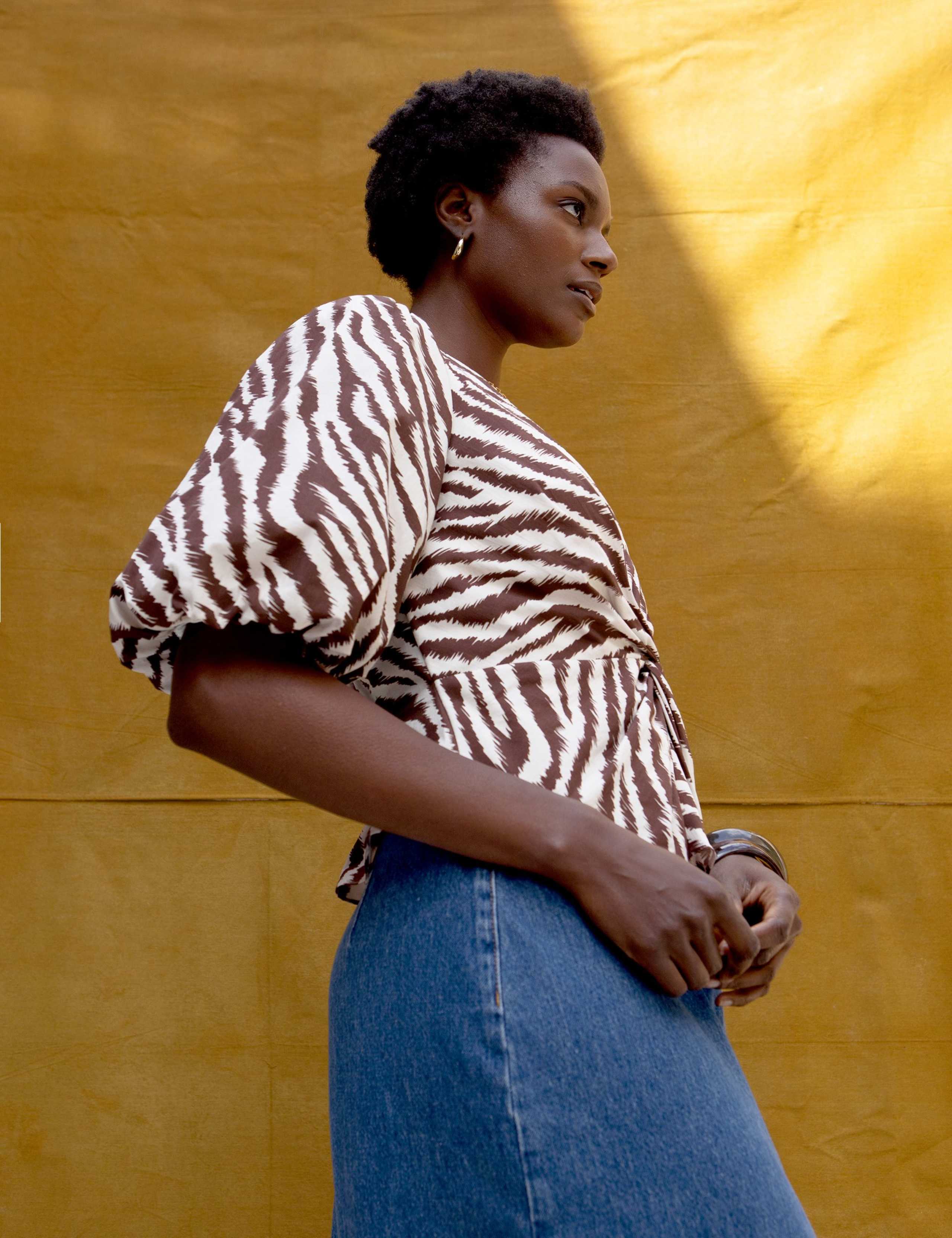 Pure Cotton Zebra Print Twist Front Top 3 of 5