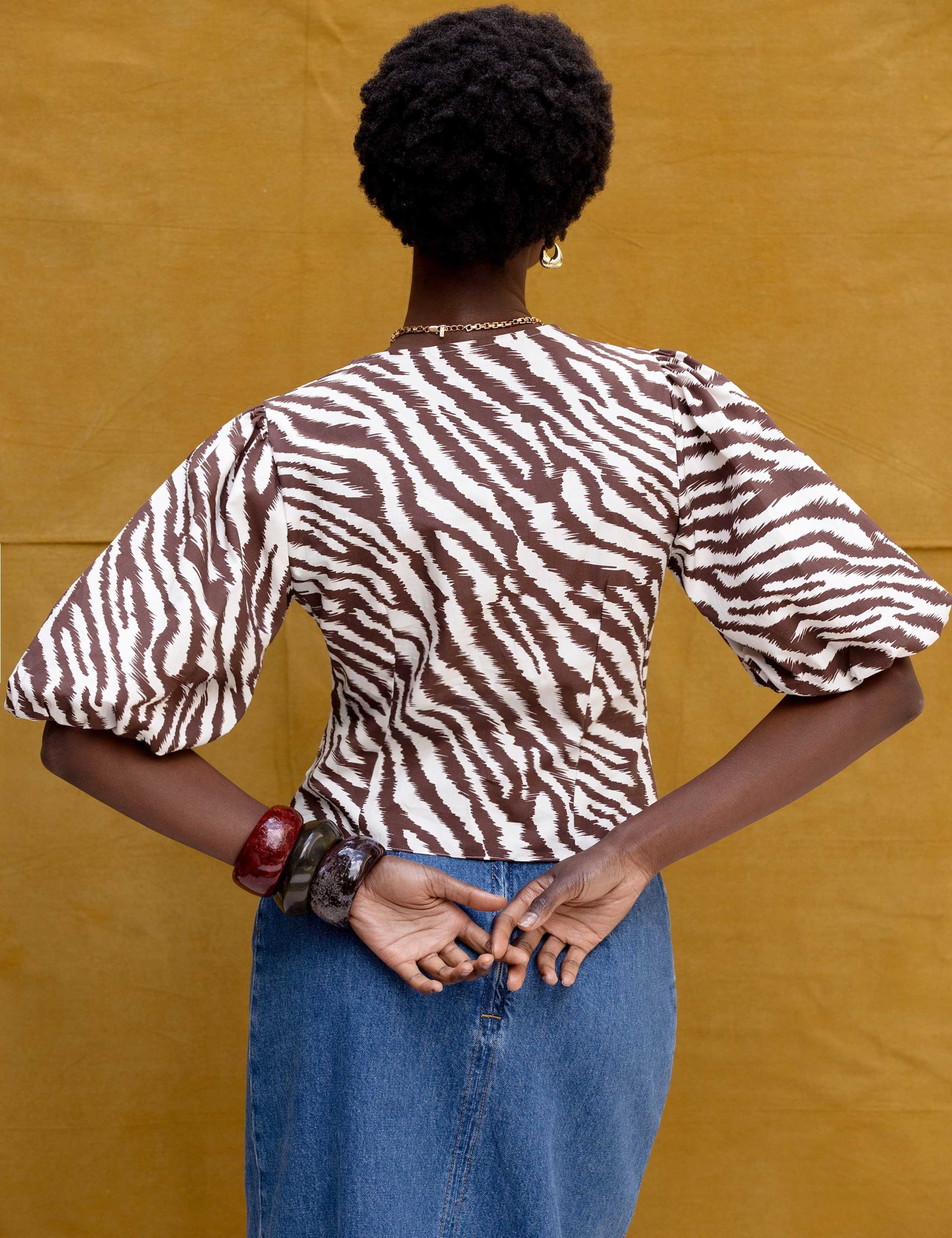 Pure Cotton Zebra Print Twist Front Top 4 of 5