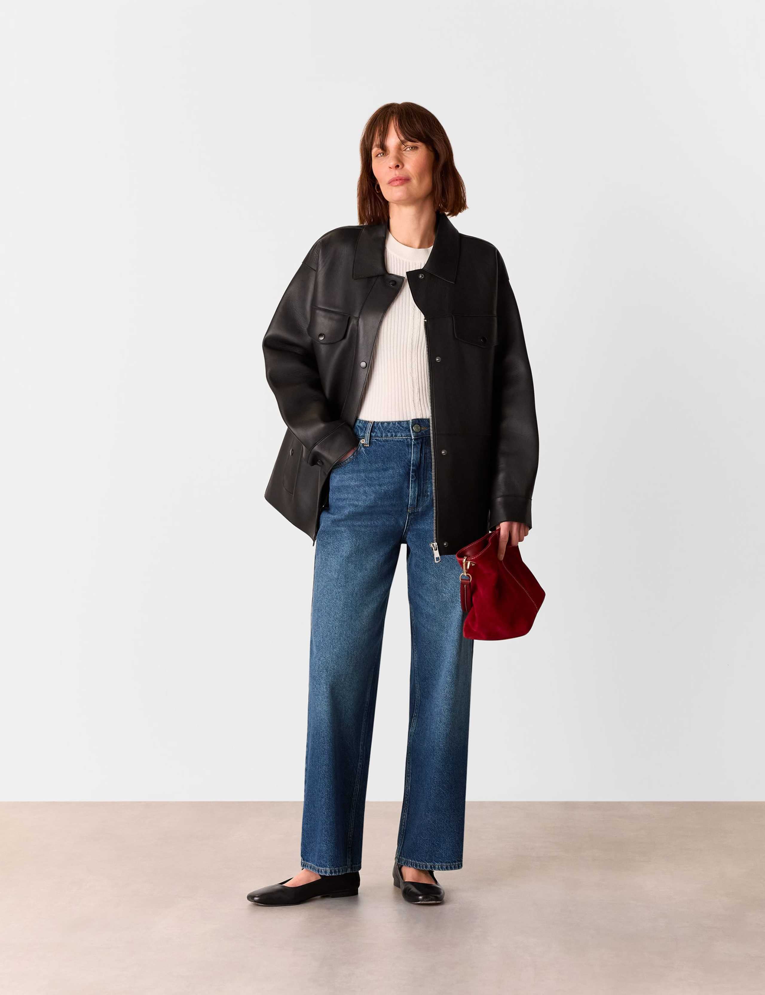 Mid Rise Straight Leg Ankle Grazer Jeans 1 of 4
