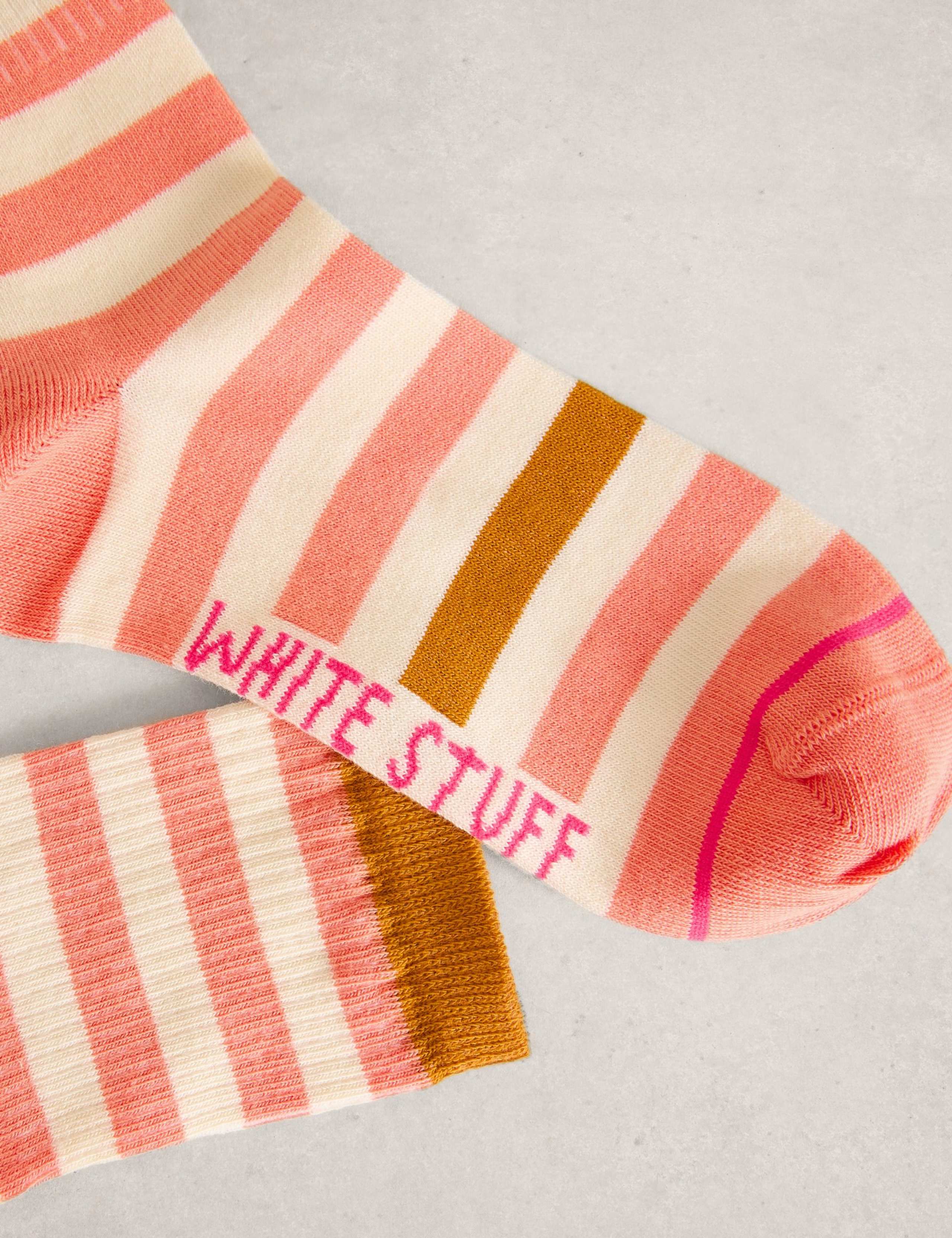 Cotton Rich Striped Ankle High Socks 2 of 2
