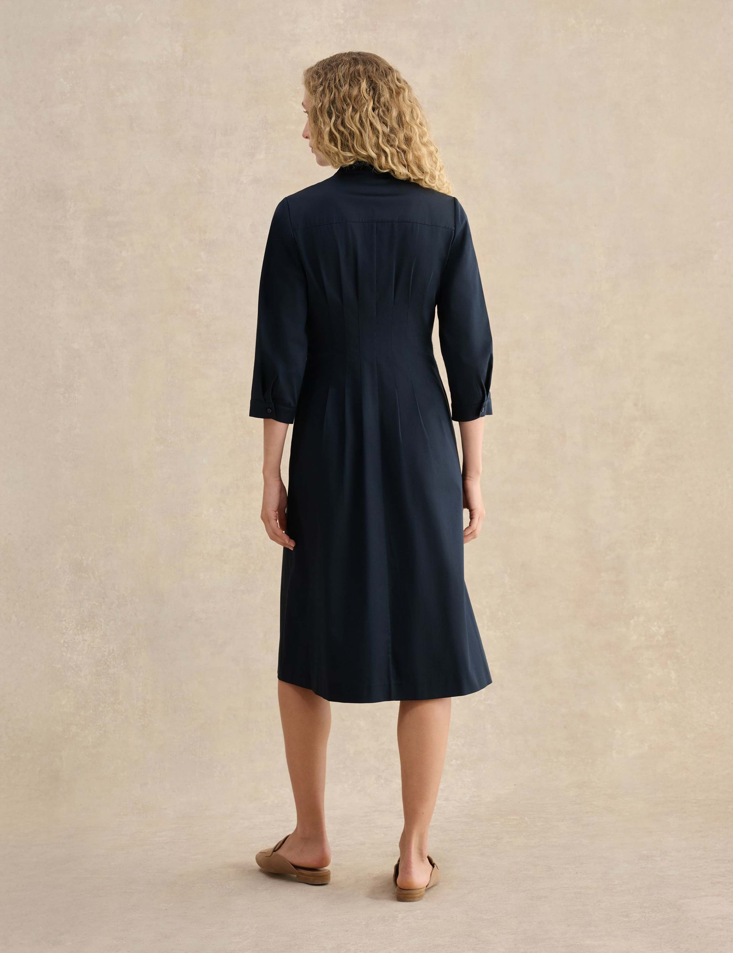 Cotton Rich V-Neck Midi Waisted Dress 4 of 5