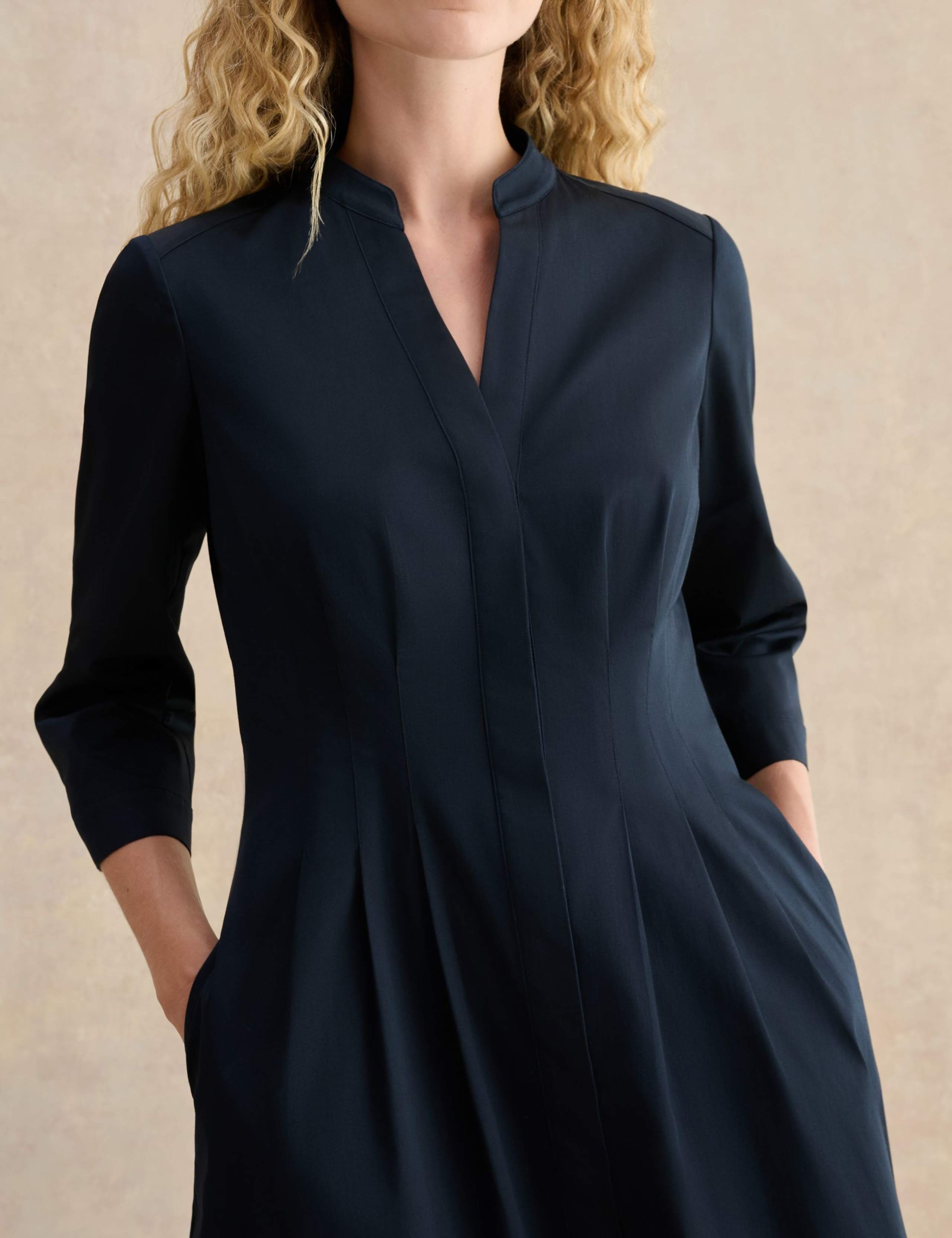 Cotton Rich V-Neck Midi Waisted Dress 5 of 5