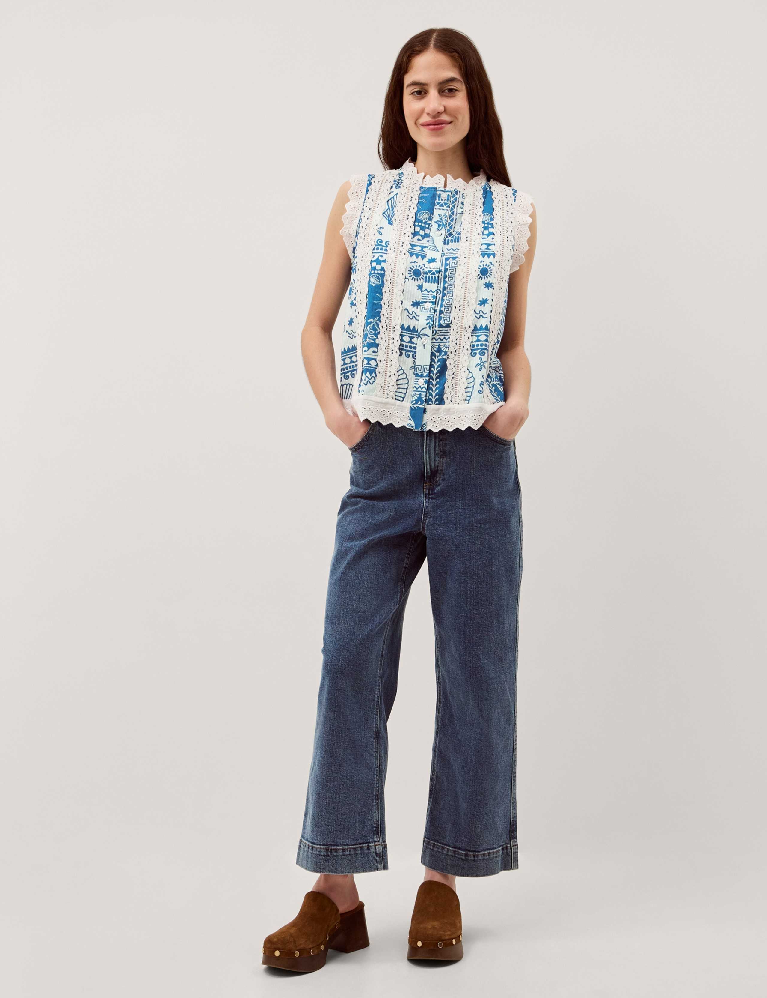 Pure Cotton Printed Button Through Tank Top 4 of 5