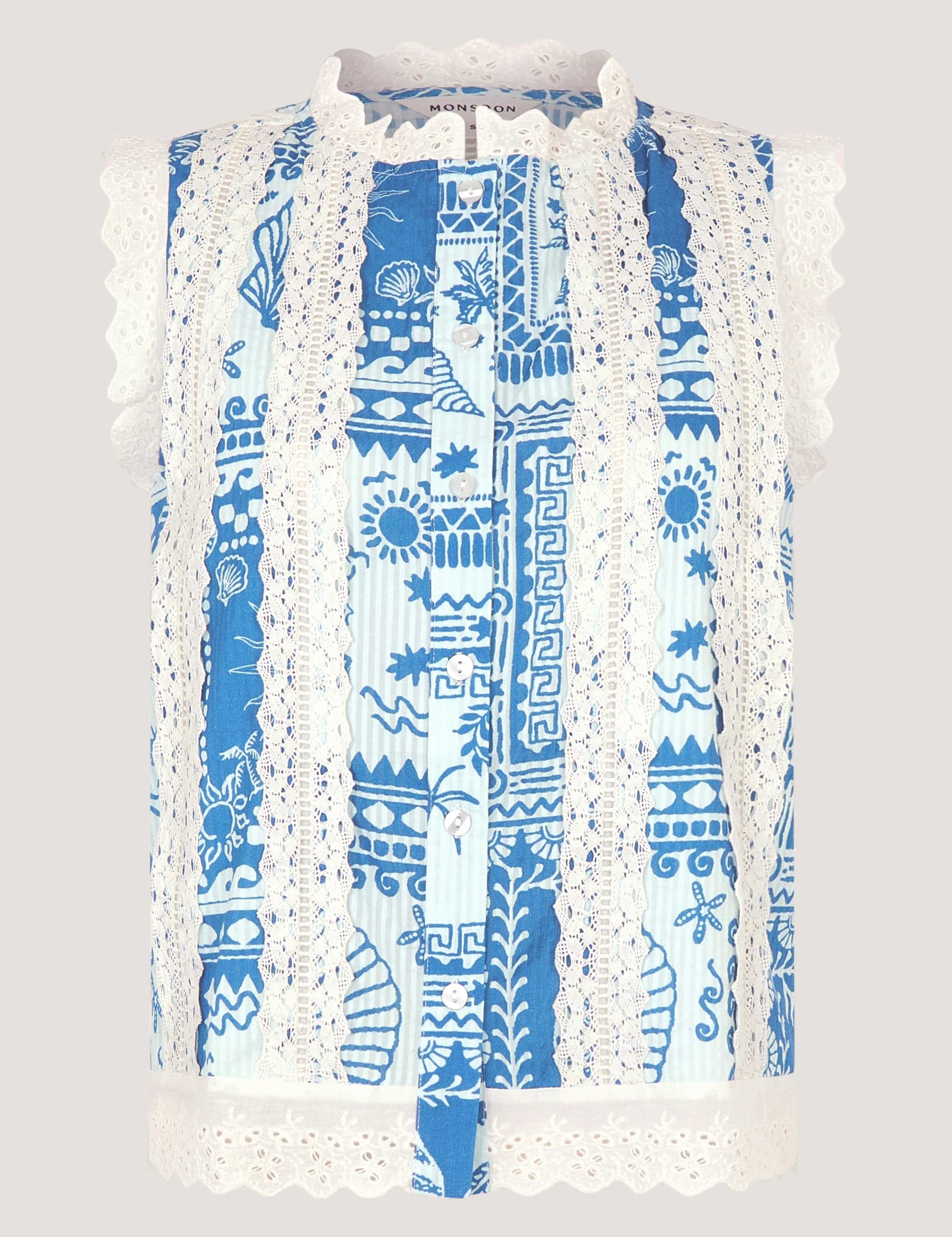 Pure Cotton Printed Button Through Tank Top 2 of 5