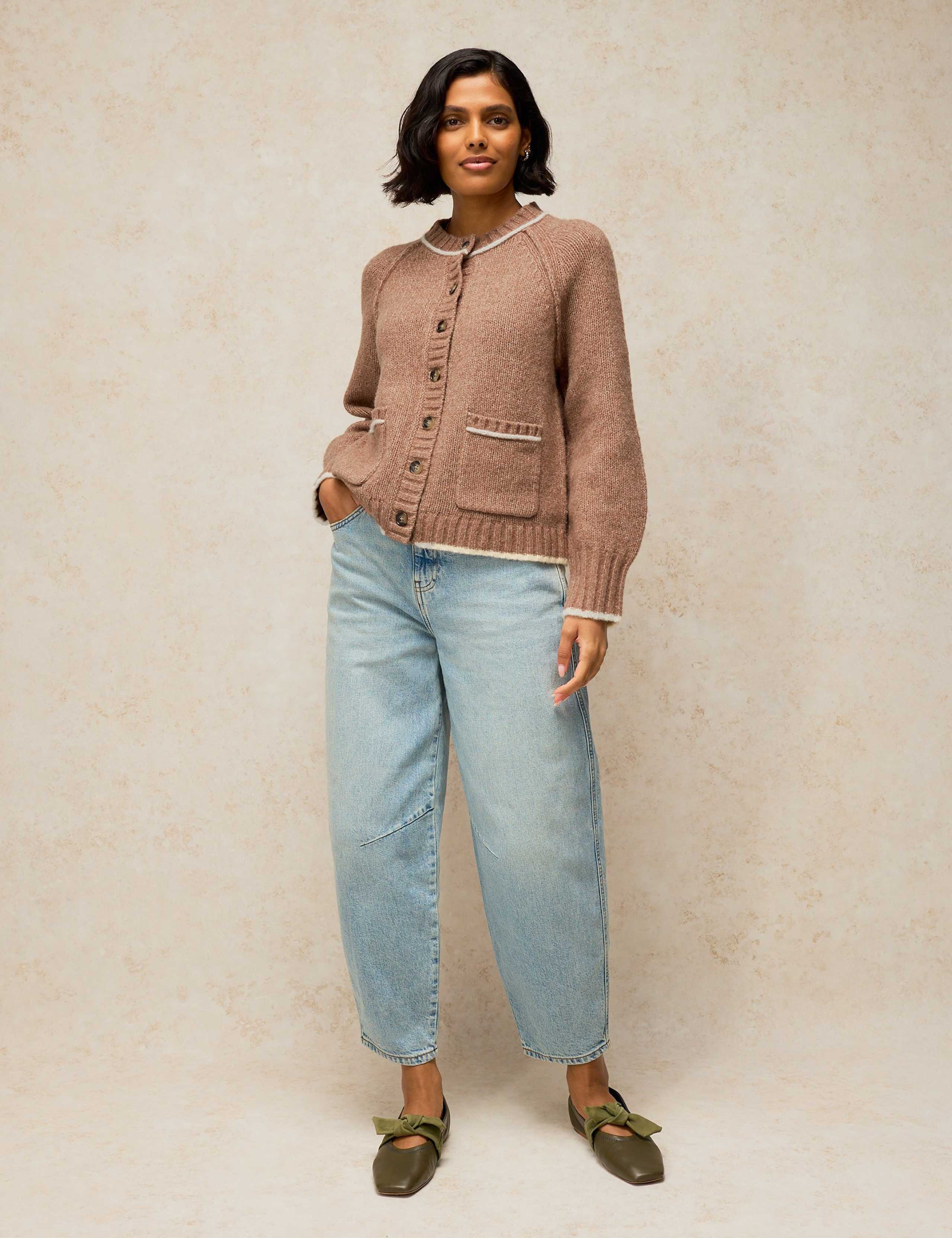 Patterned Crew Neck Cardigan With Wool 3 of 6