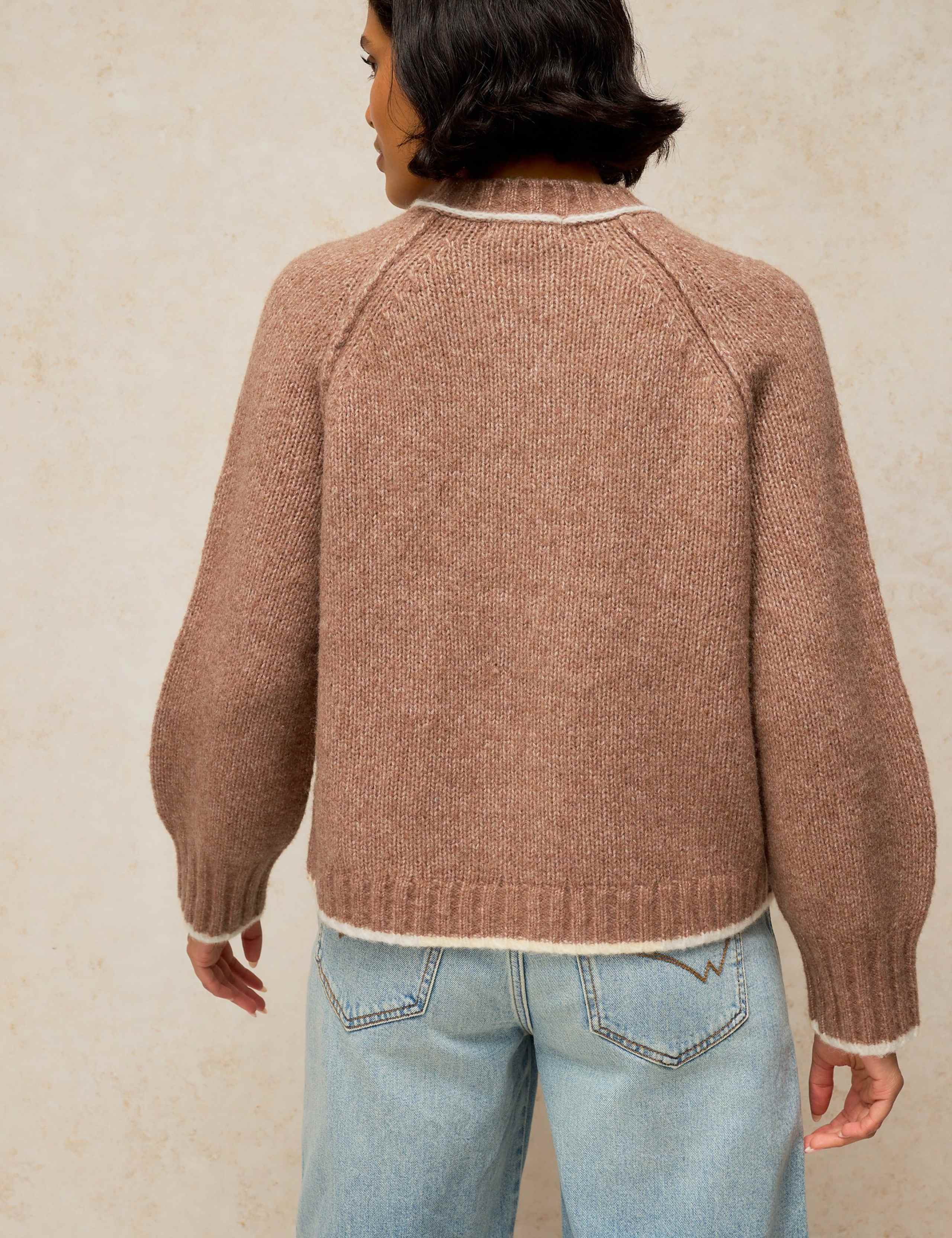 Patterned Crew Neck Cardigan With Wool 4 of 6