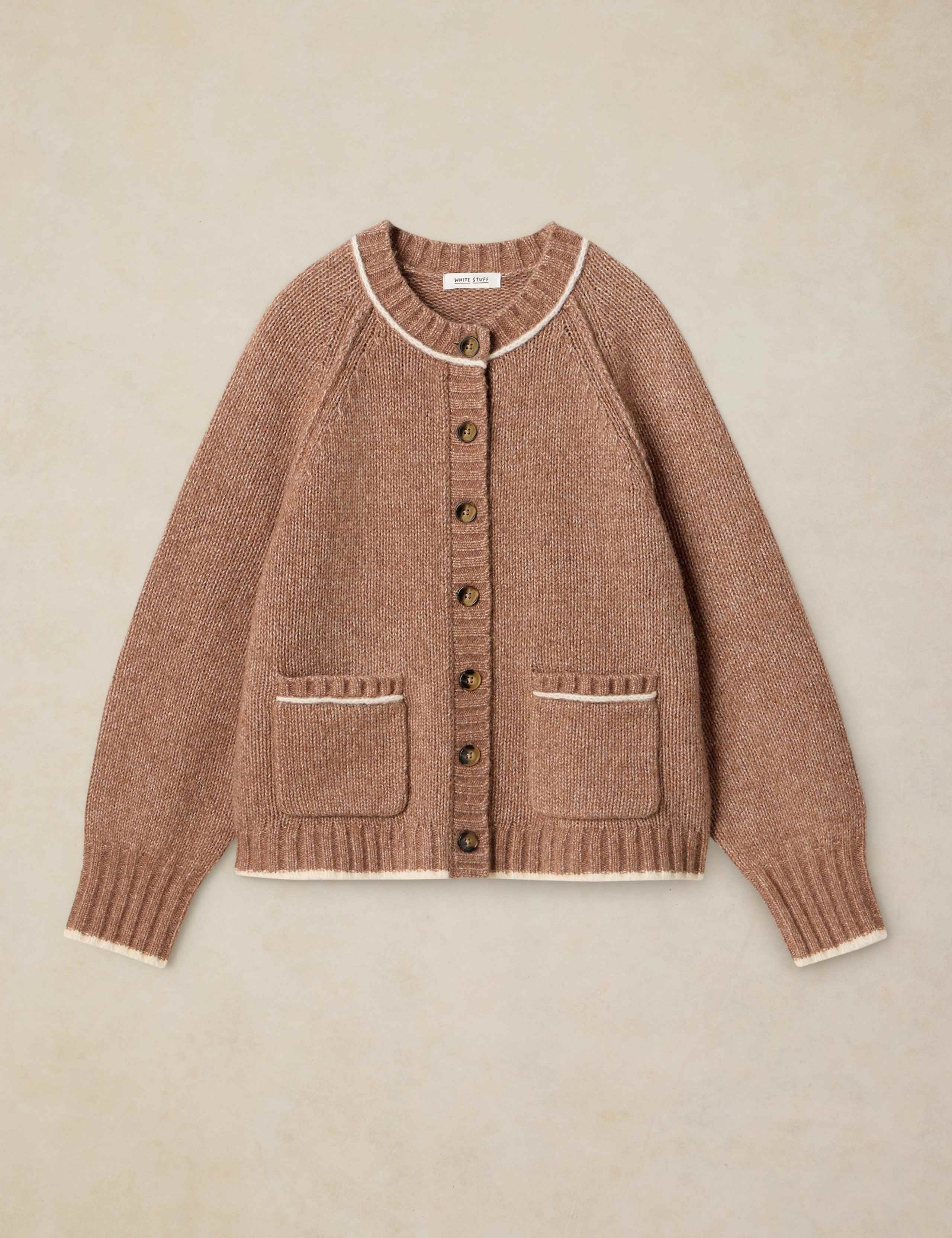 Patterned Crew Neck Cardigan With Wool 2 of 6