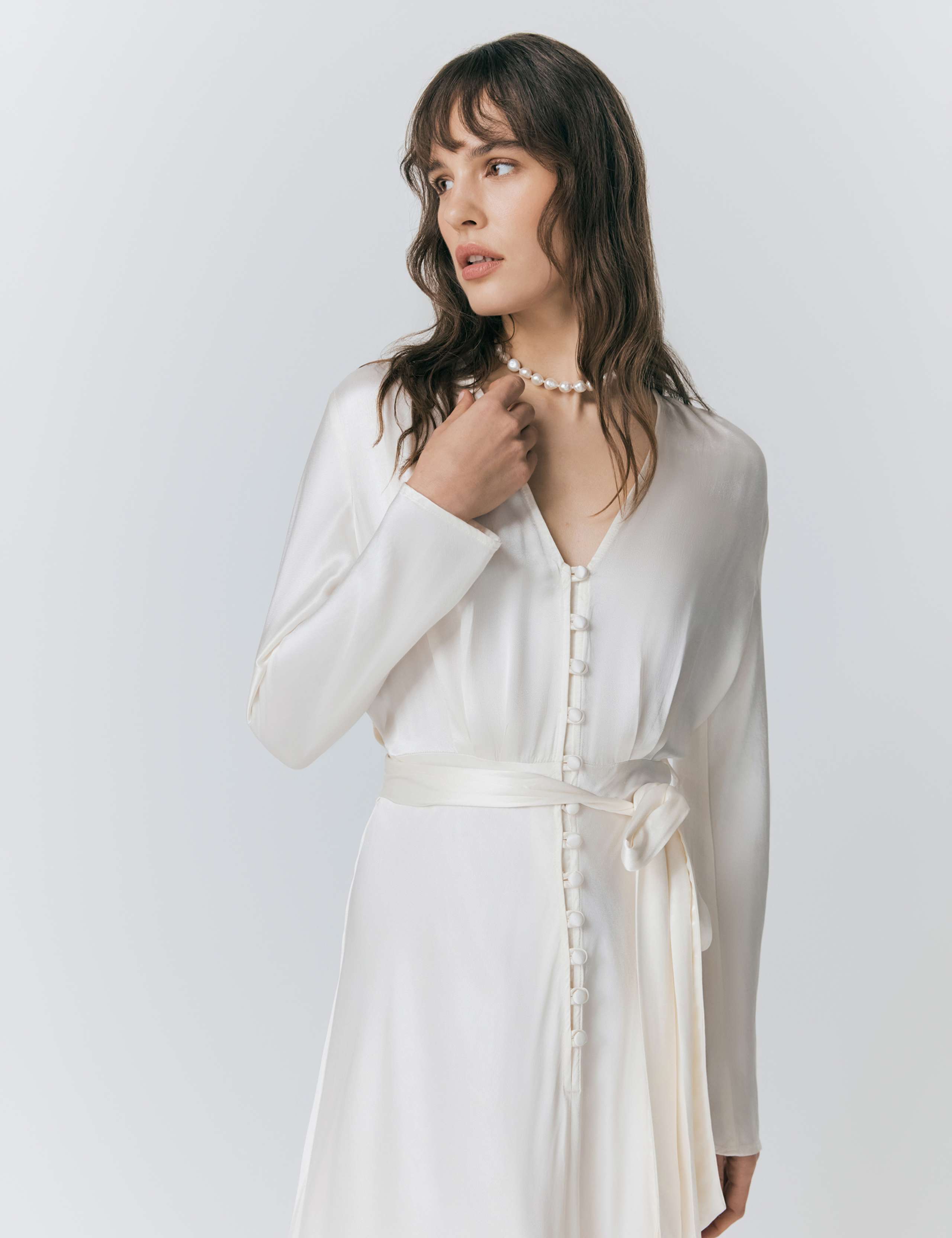 Satin Belted Midi Skater Dress 4 of 5