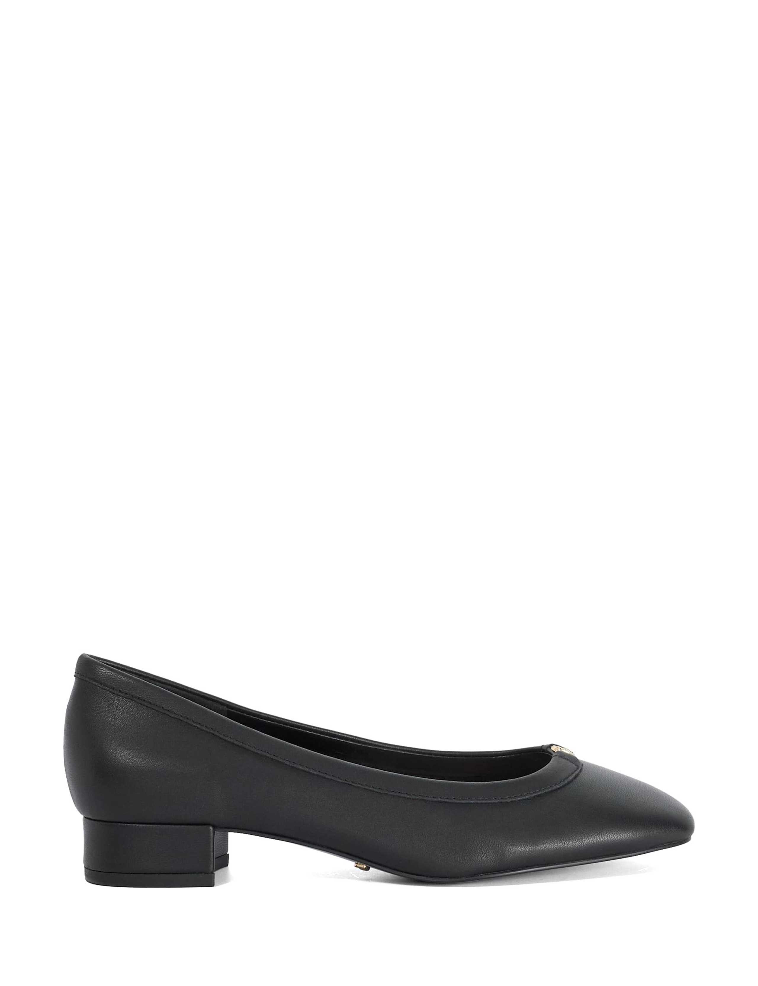 Leather Block Heel Court Shoes 1 of 5