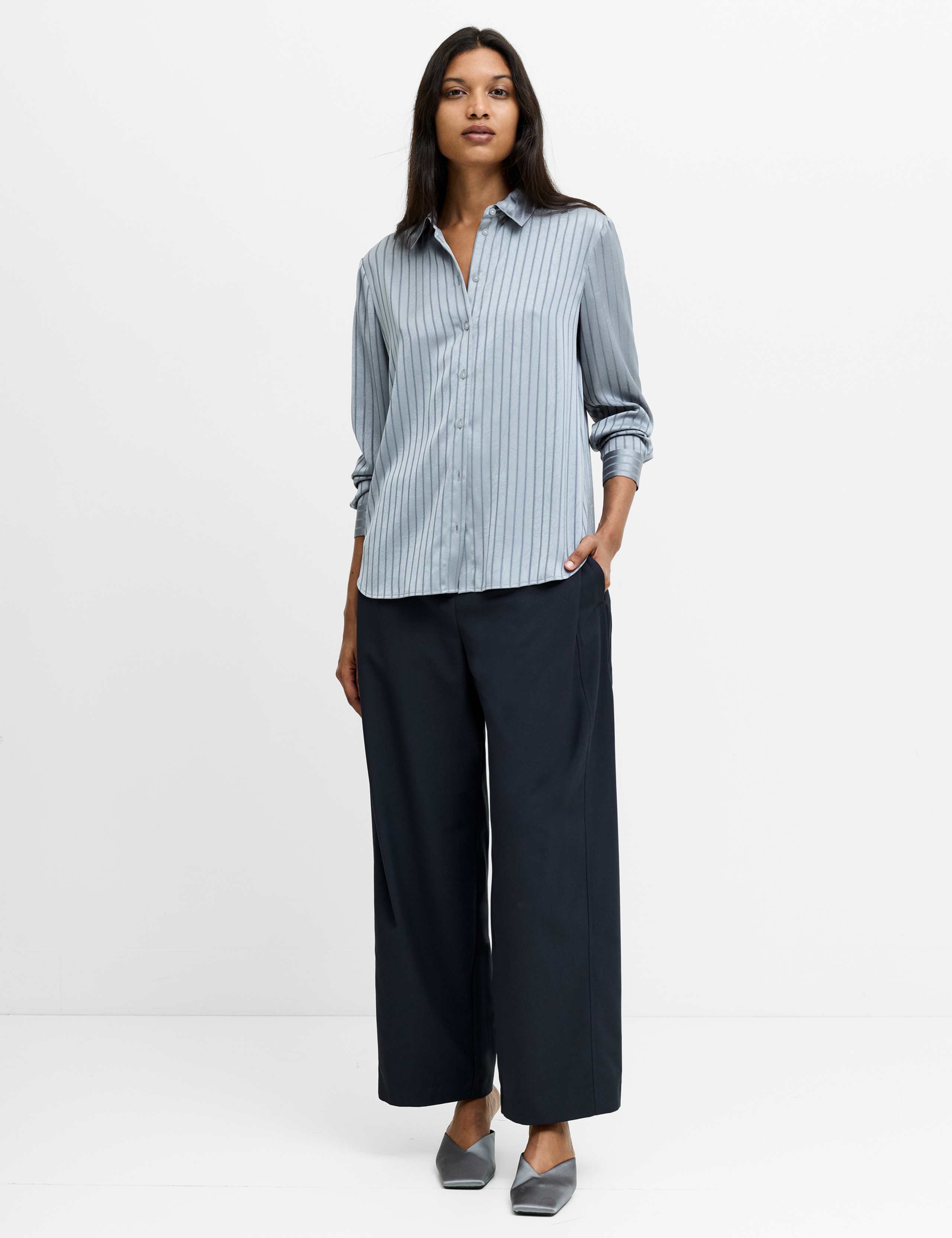 Satin Striped Button Through Shirt 3 of 6