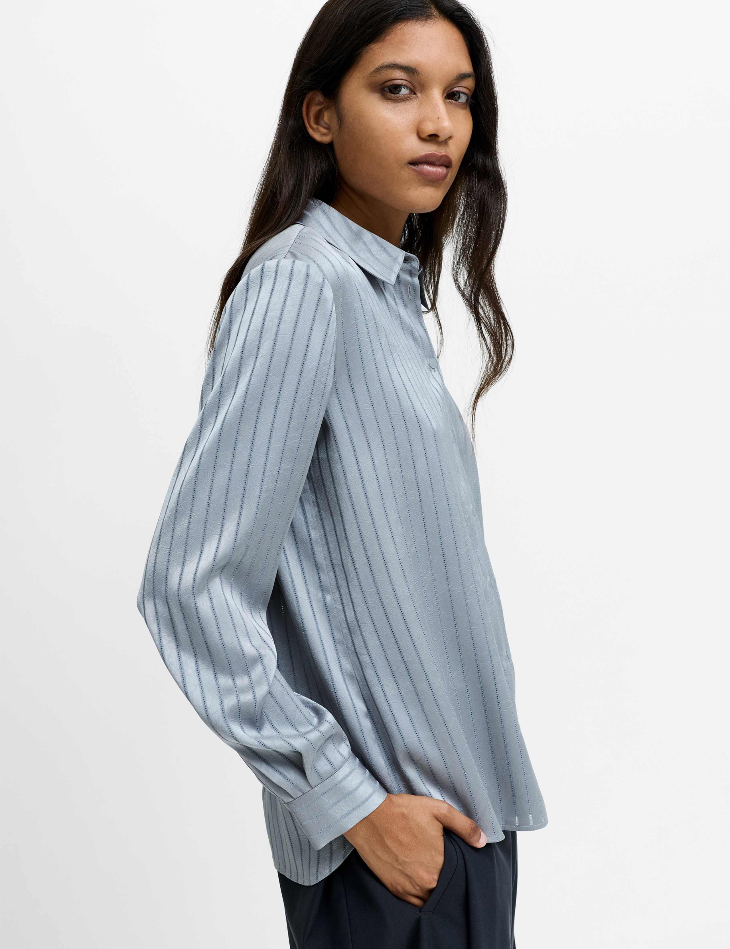 Satin Striped Button Through Shirt 5 of 6