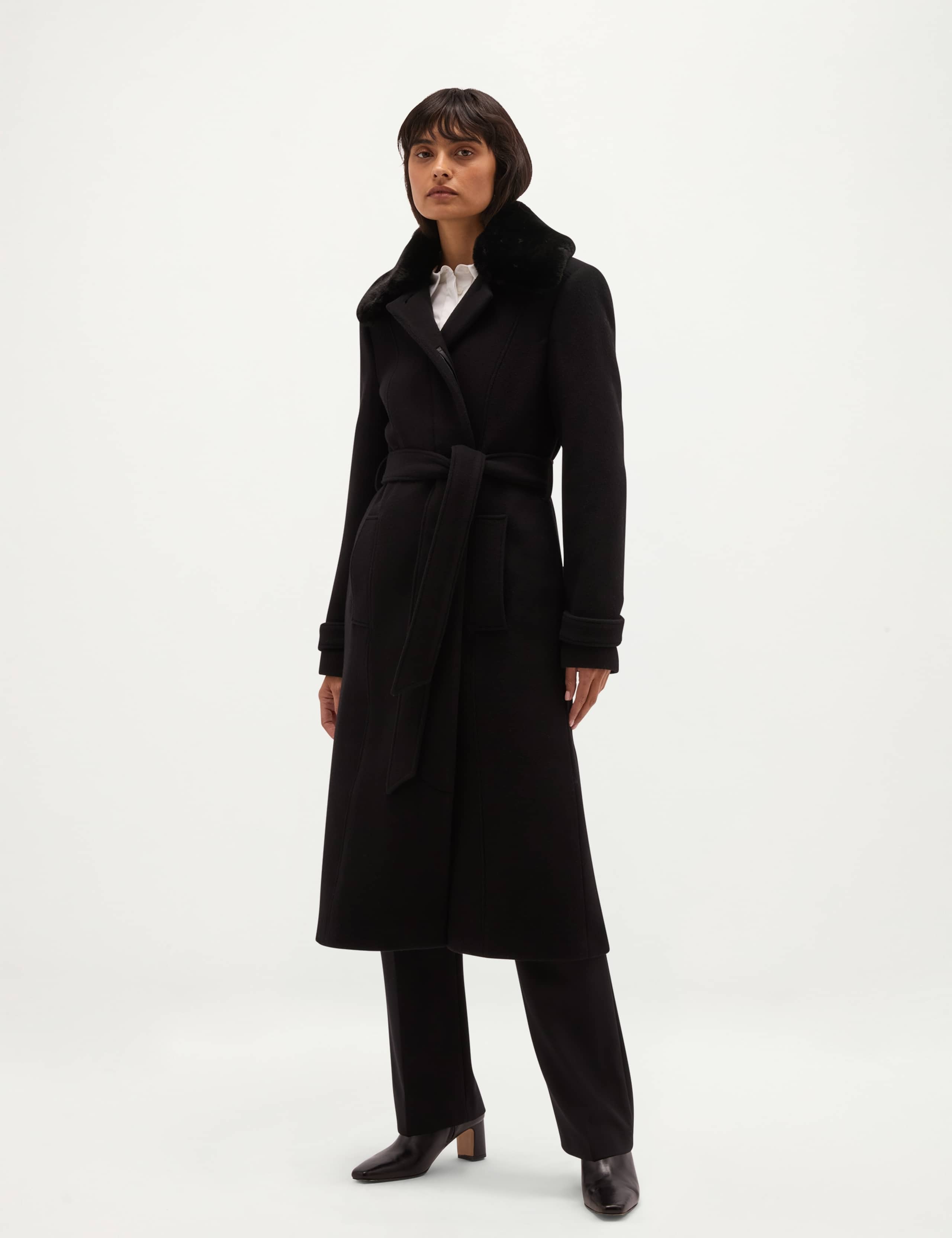 Wool Rich Faux Fur Collar Overcoat with Cashmere 1 of 12