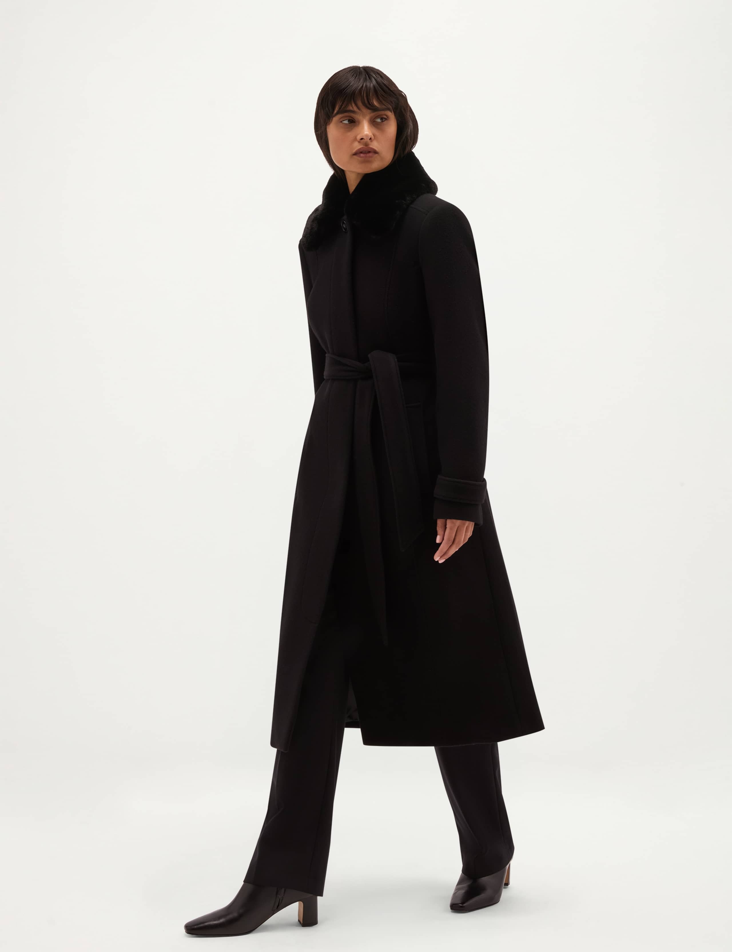 Wool Rich Faux Fur Collar Overcoat with Cashmere 8 of 12