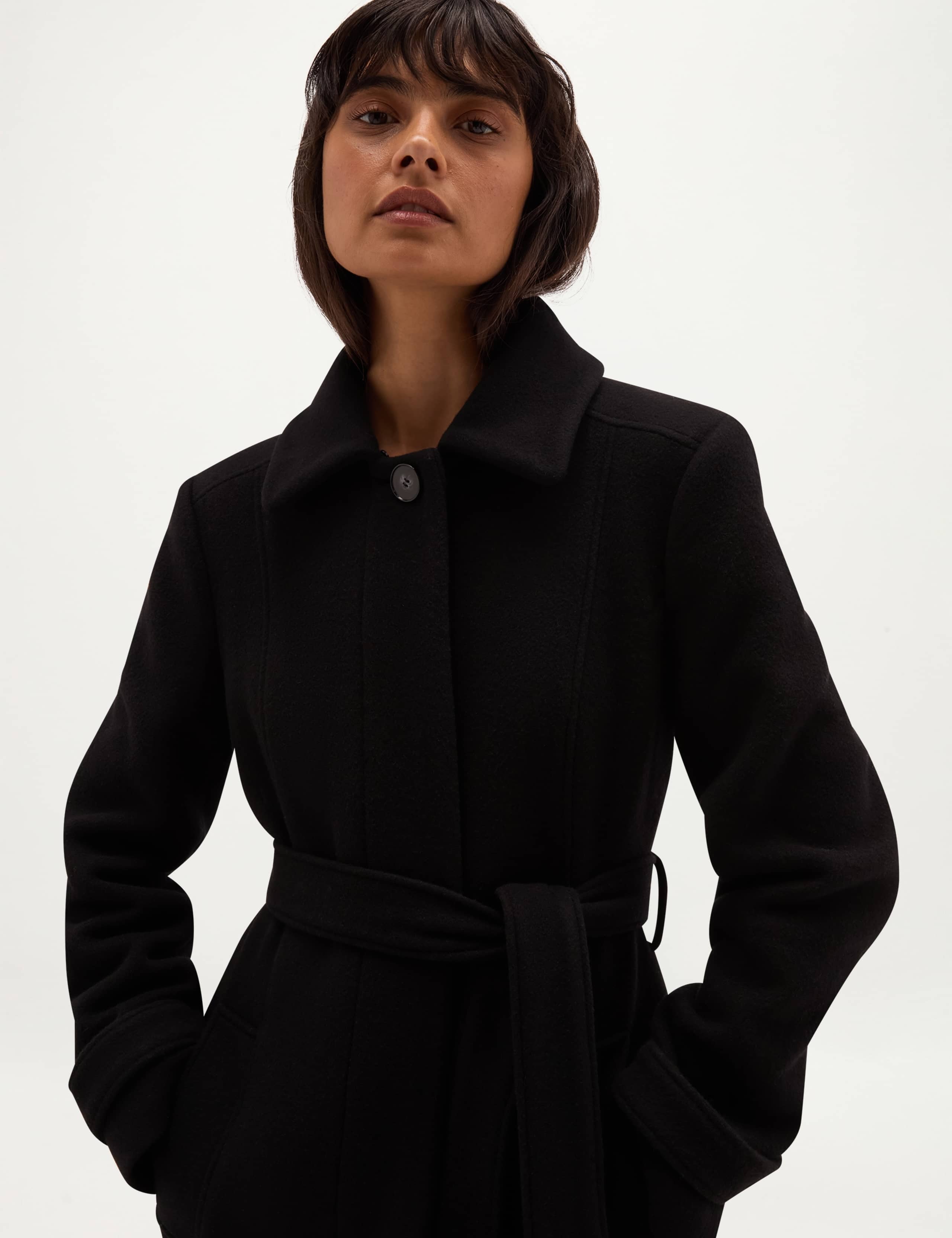 Wool Rich Faux Fur Collar Overcoat with Cashmere 9 of 12
