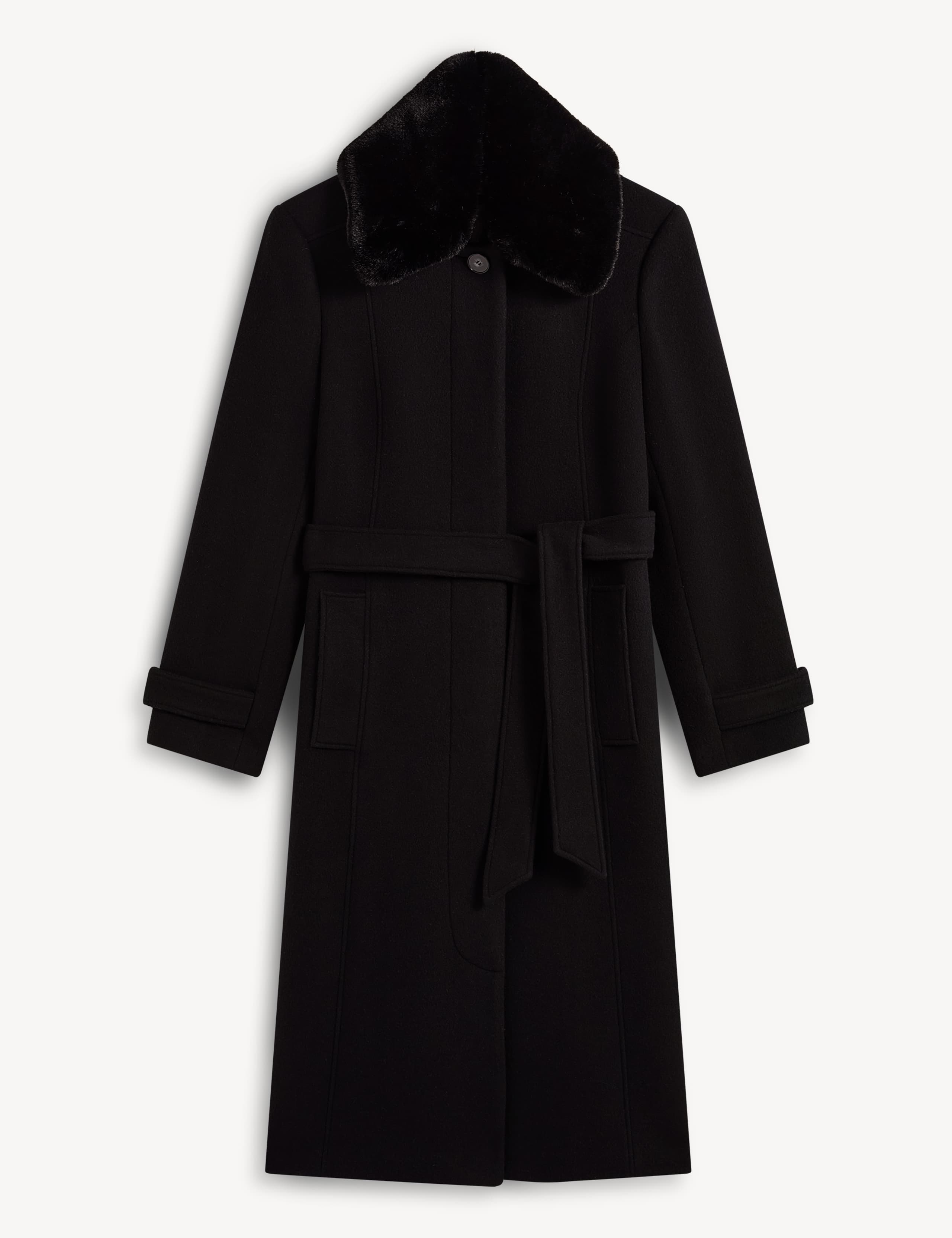 Wool Rich Faux Fur Collar Overcoat with Cashmere 2 of 12