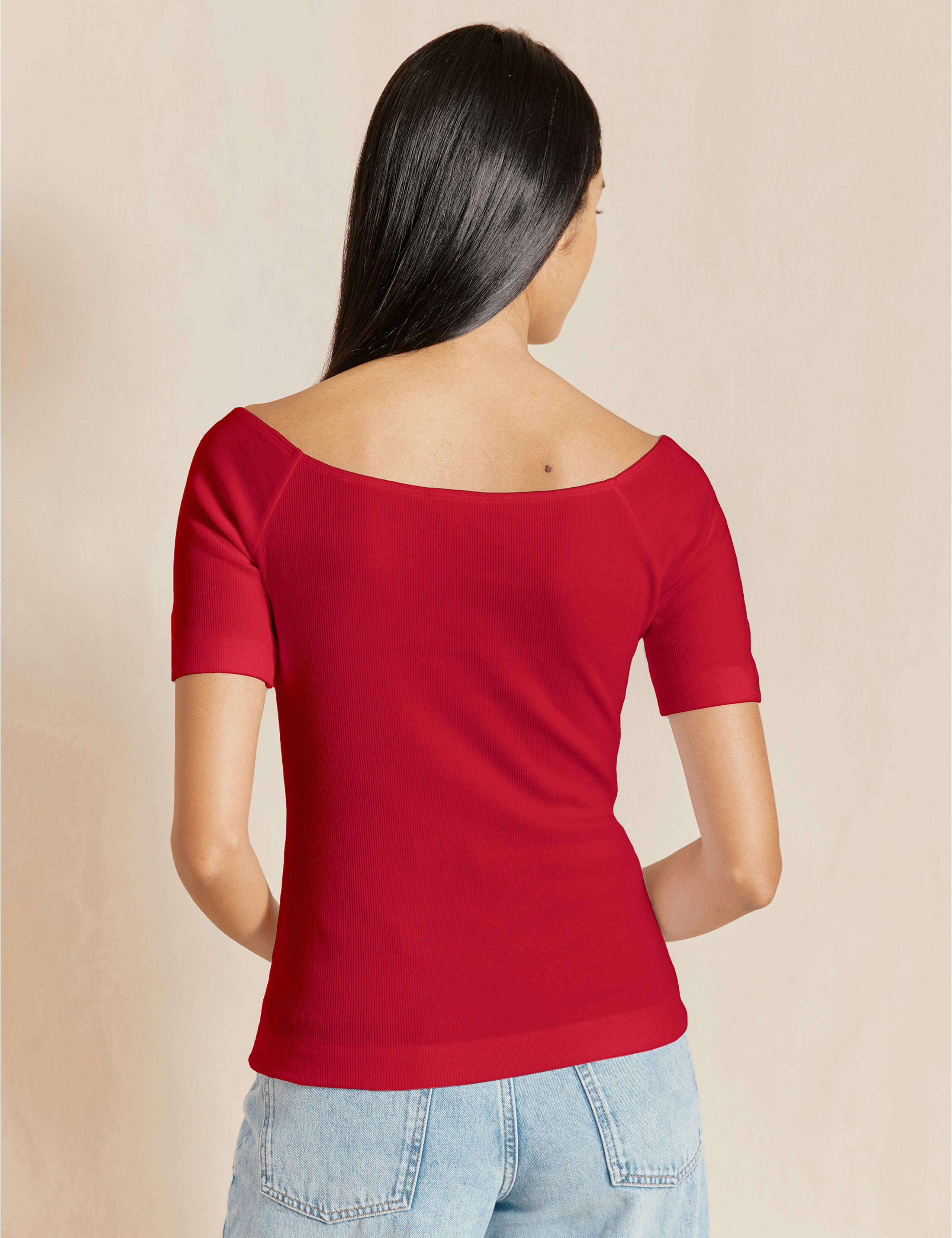 Cotton Rich Ribbed Slash Neck Top 4 of 4
