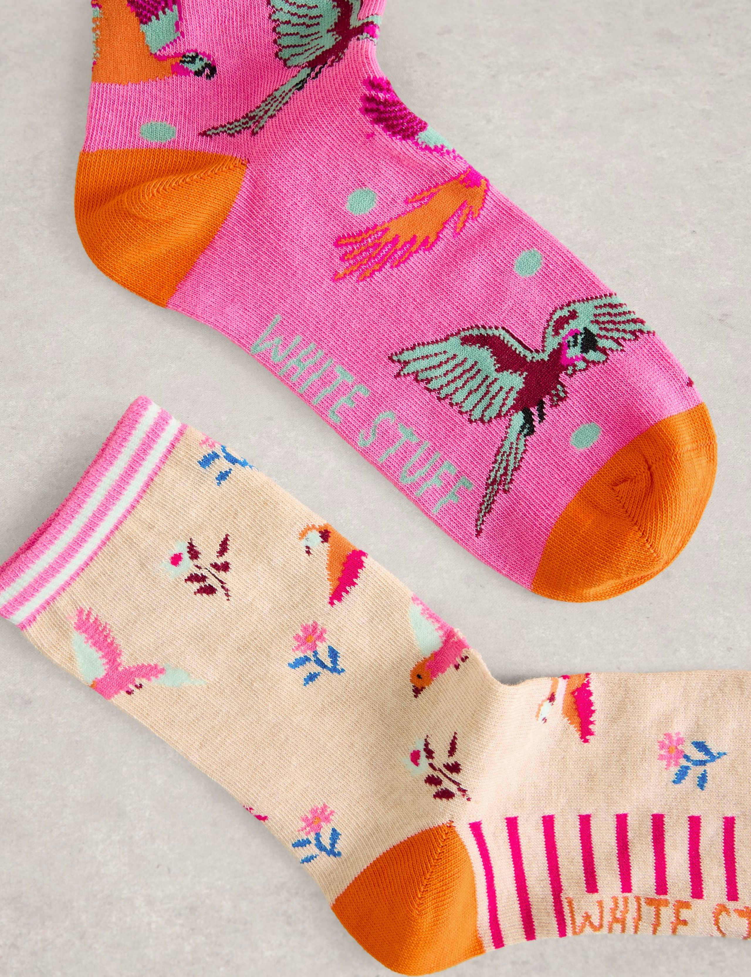 2 Pack Cotton Rich Parrot Ankle High Socks 2 of 2