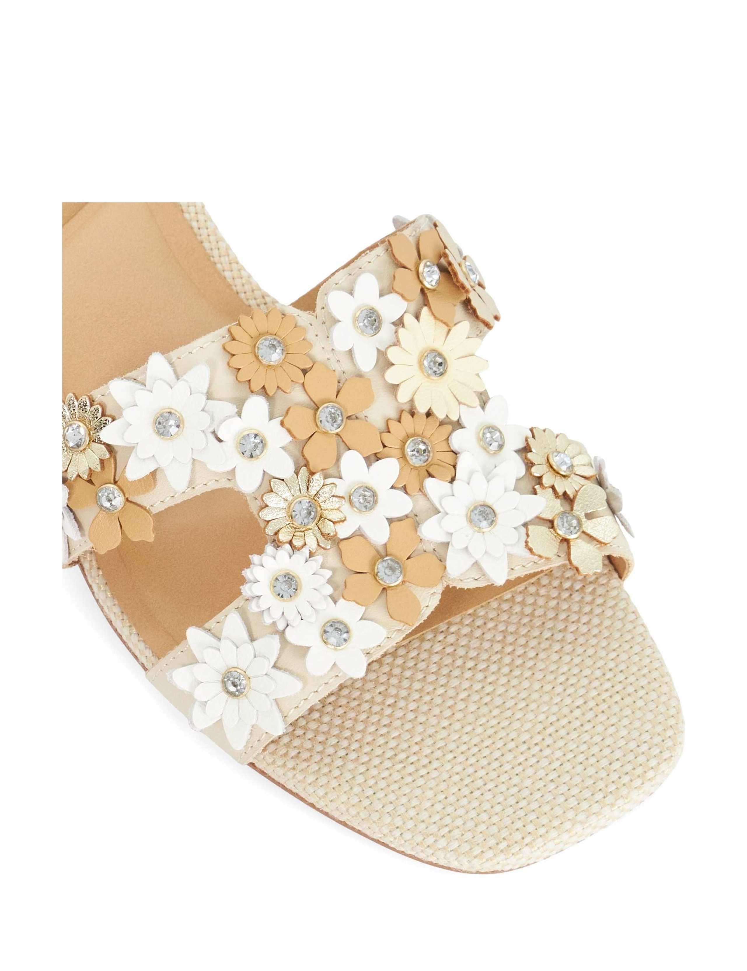Leather Embellished Block Heel Sliders 5 of 5