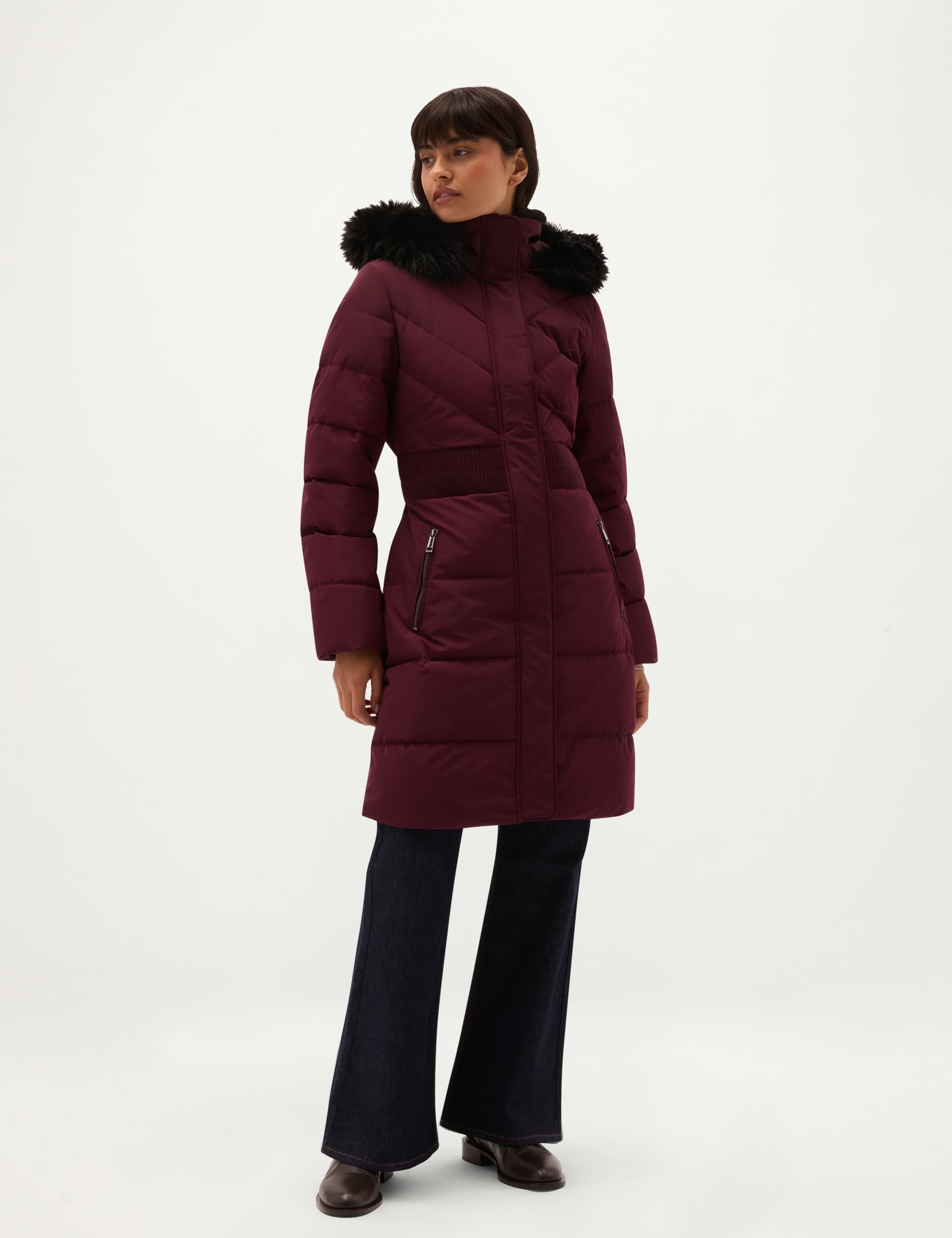 Faux Fur Trim Hooded Puffer Coat 1 of 7