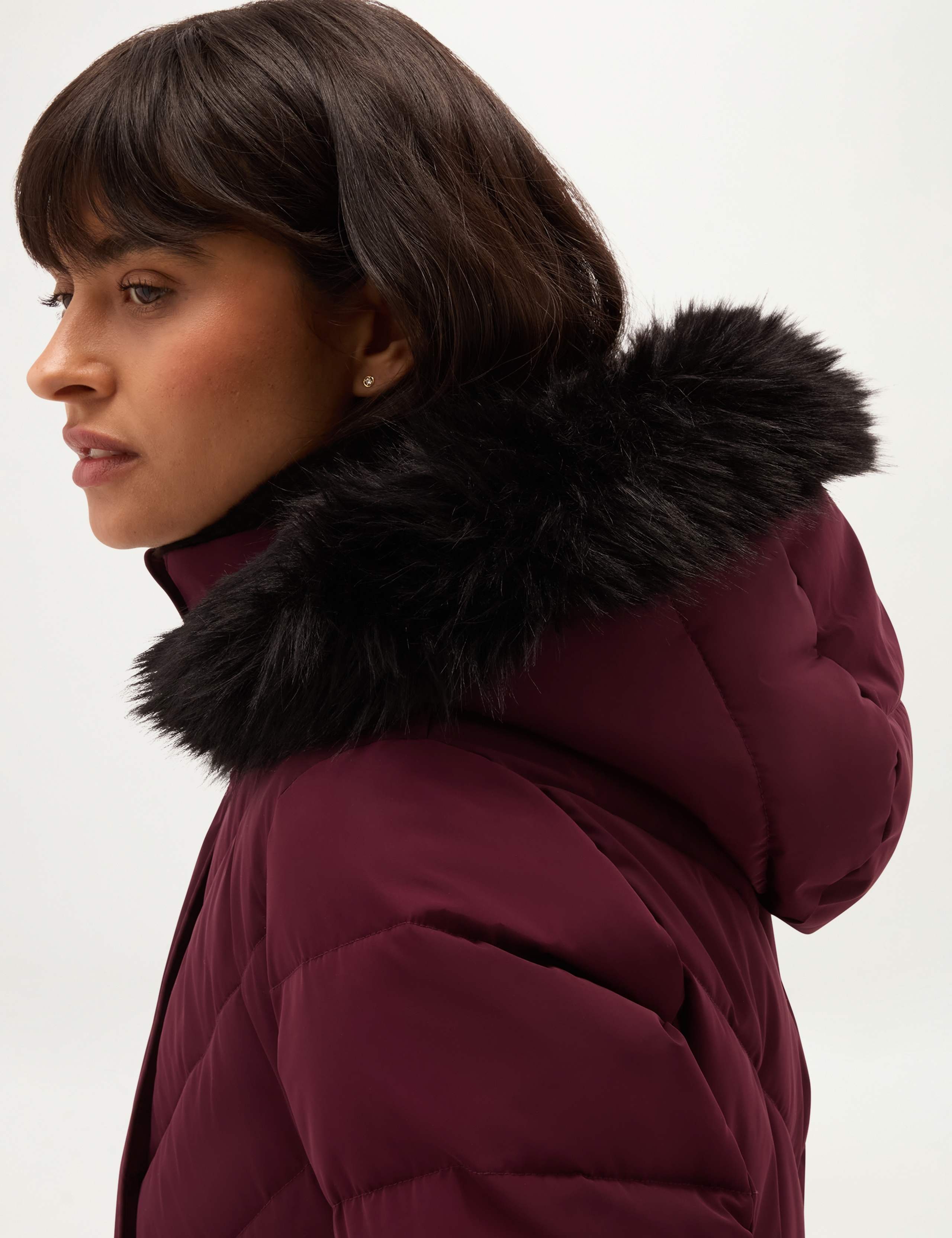Faux Fur Trim Hooded Puffer Coat 4 of 7
