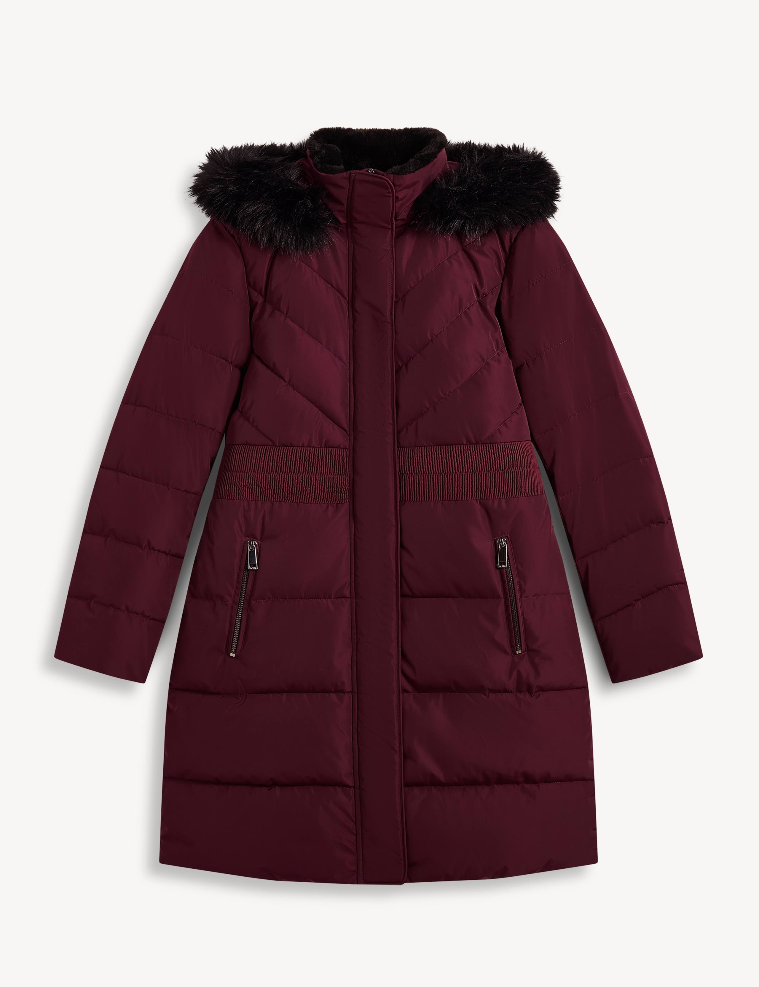 Faux Fur Trim Hooded Puffer Coat 2 of 7