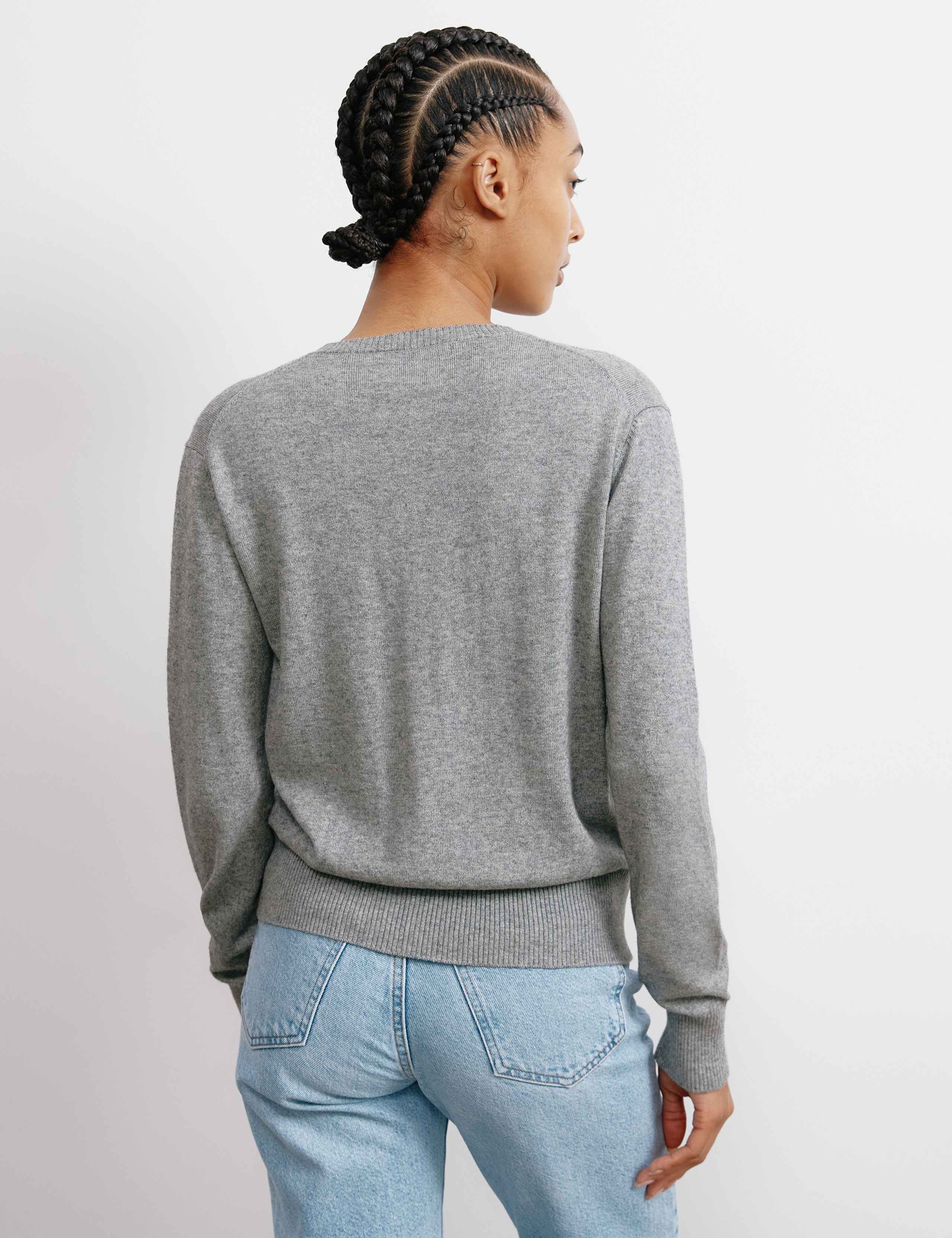 Cotton Blend Textured Crew Neck Cardigan 6 of 6
