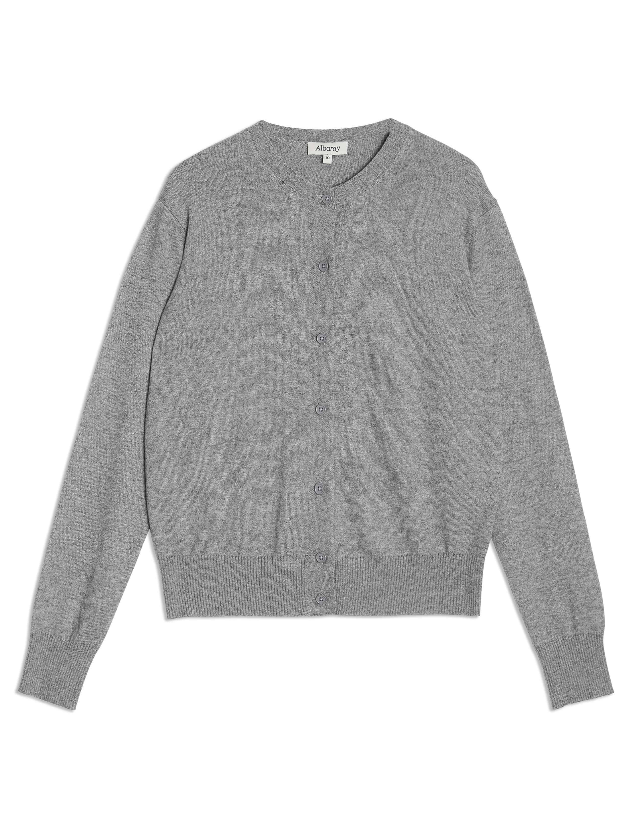 Cotton Blend Textured Crew Neck Cardigan 2 of 6