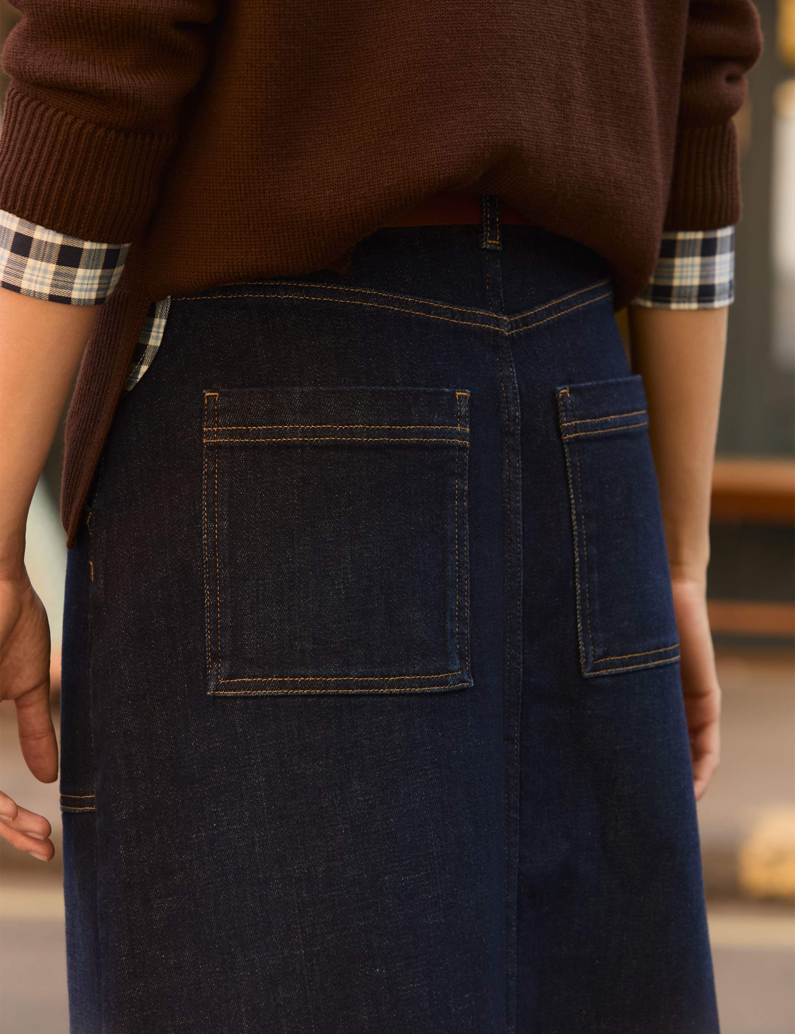 Denim Button Front Midi Skirt 3 of 4