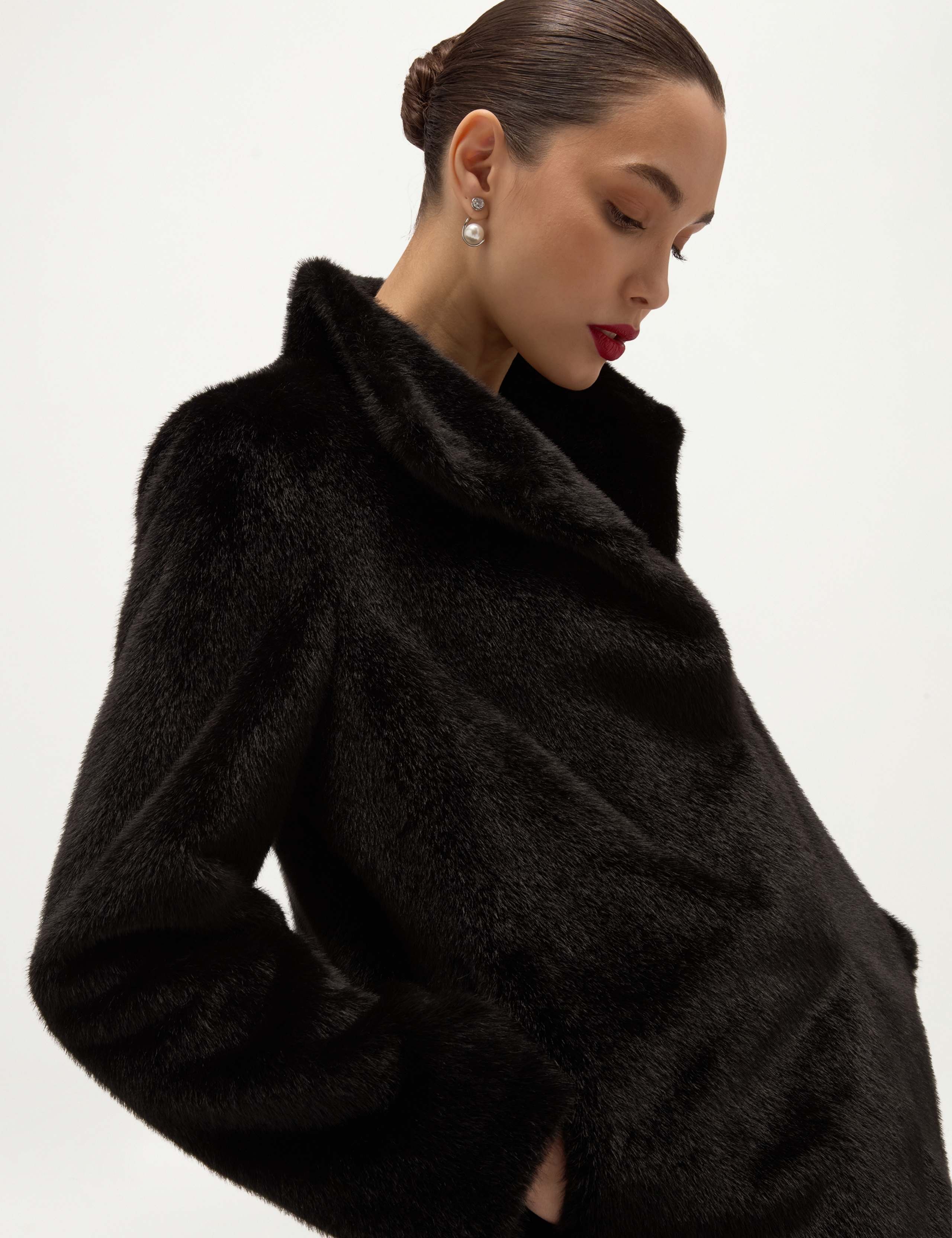 Faux Fur High Neck Cropped Coat 3 of 6