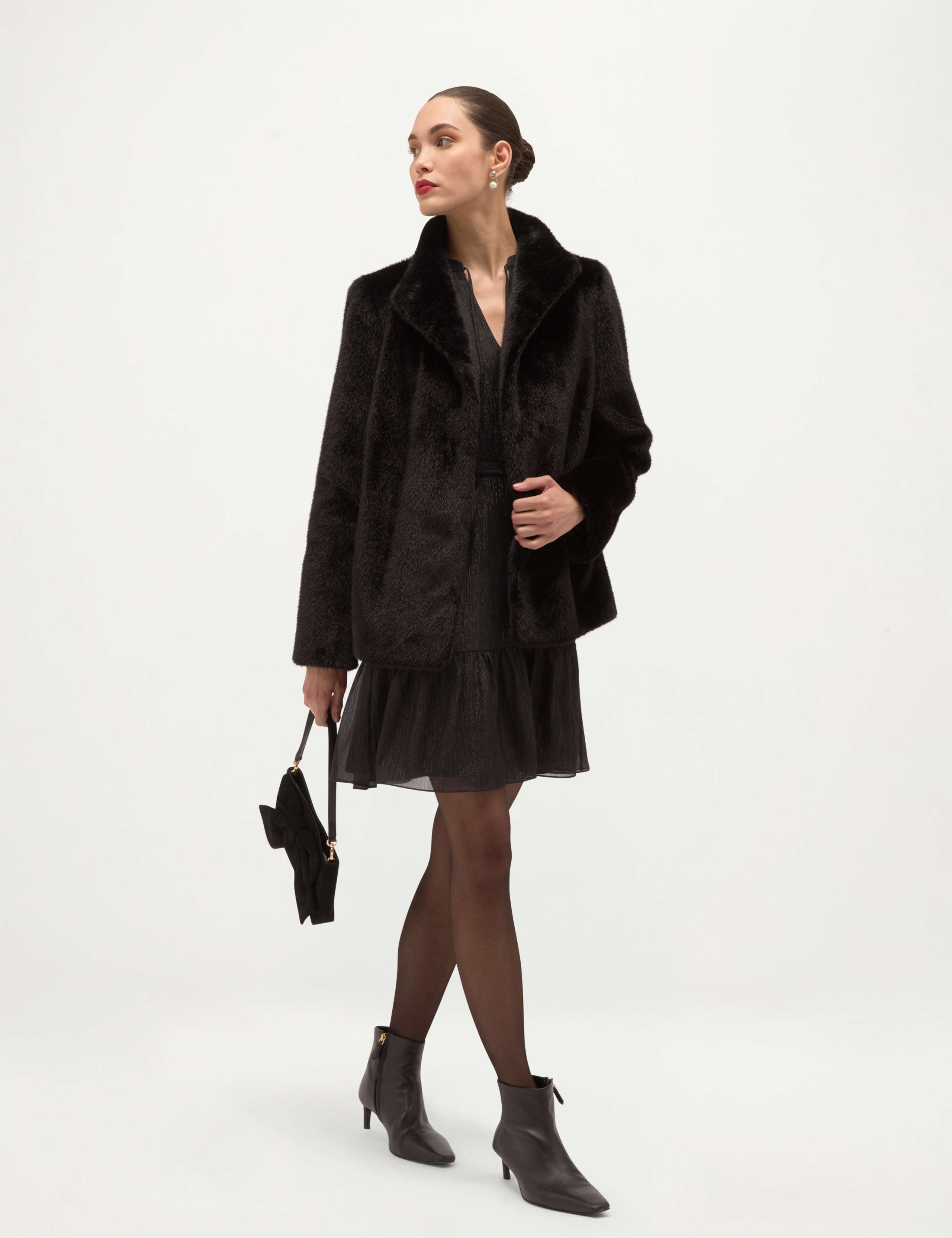 Faux Fur High Neck Cropped Coat 5 of 6