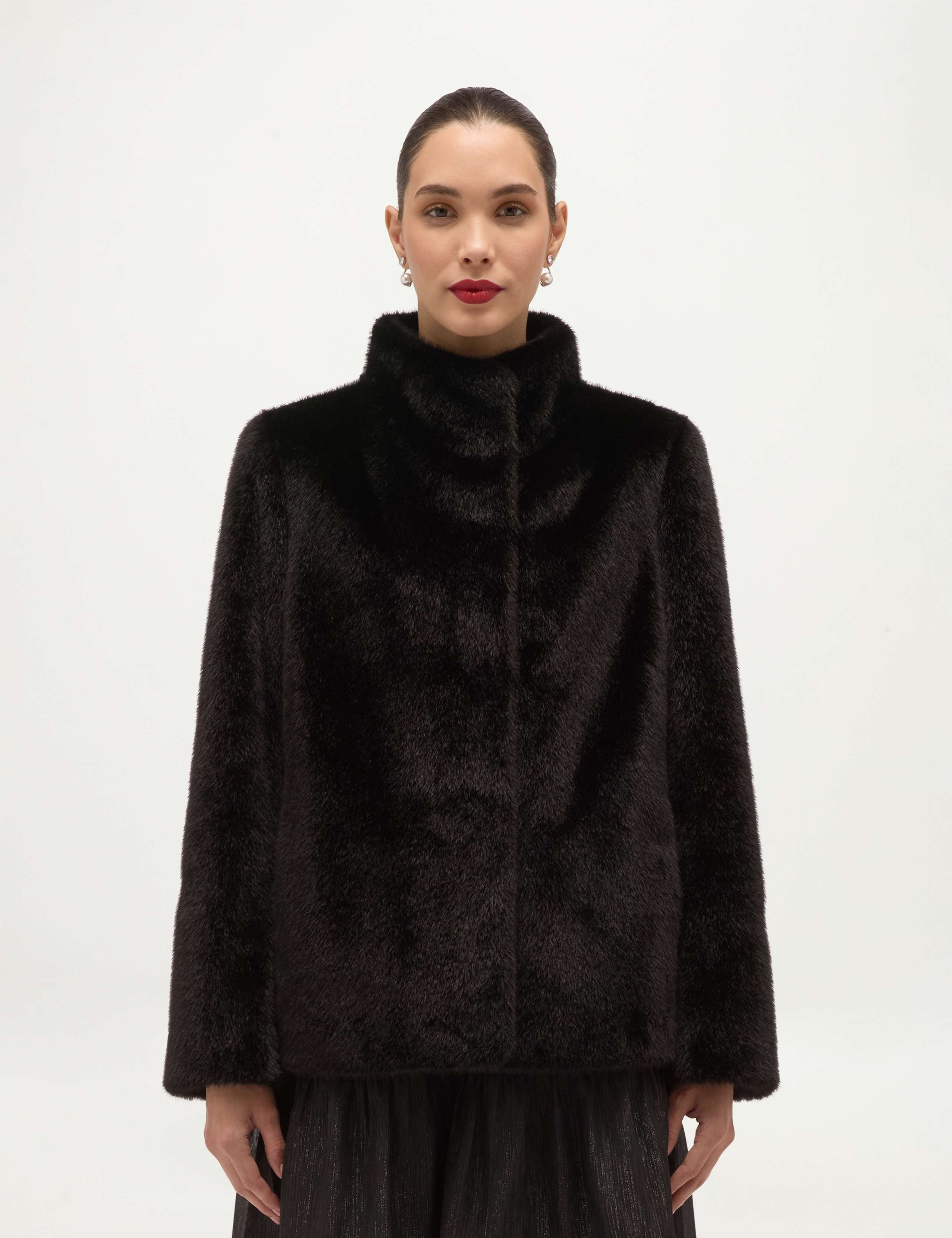 Faux Fur High Neck Cropped Coat 6 of 6