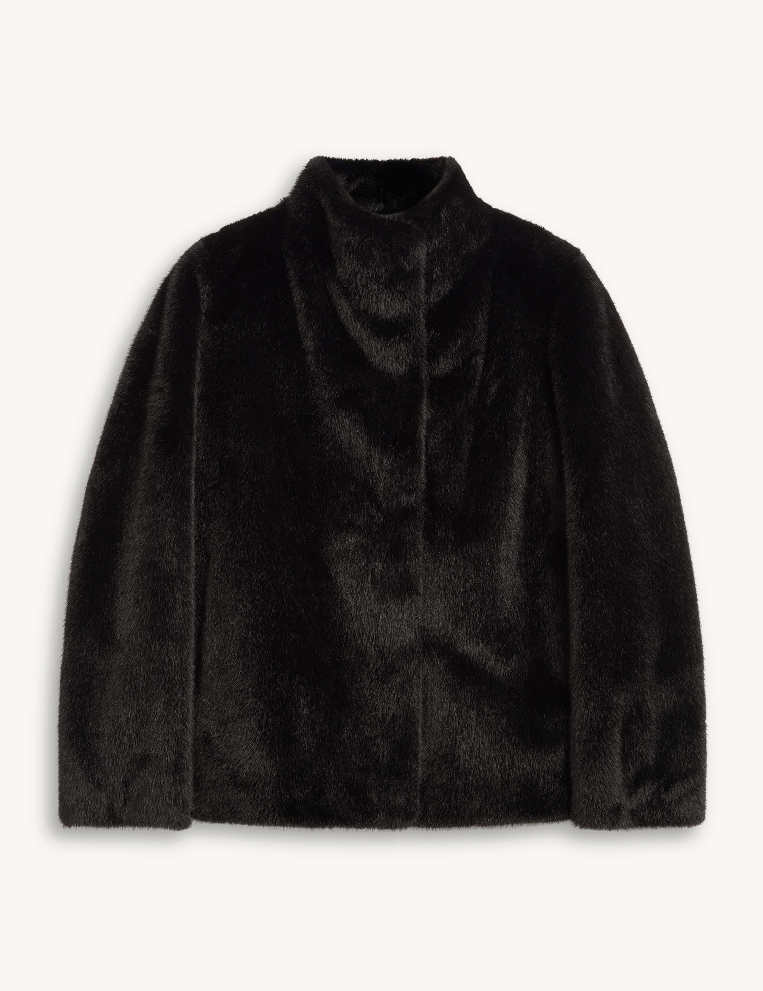 Faux Fur High Neck Cropped Coat 2 of 6