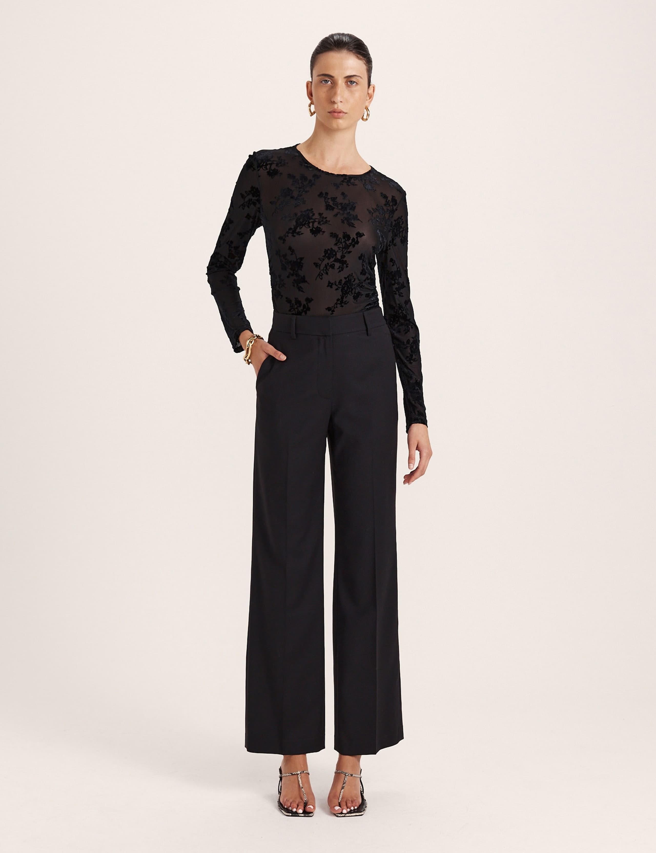 Wool Rich Wide Leg Lined Trousers 3 of 5