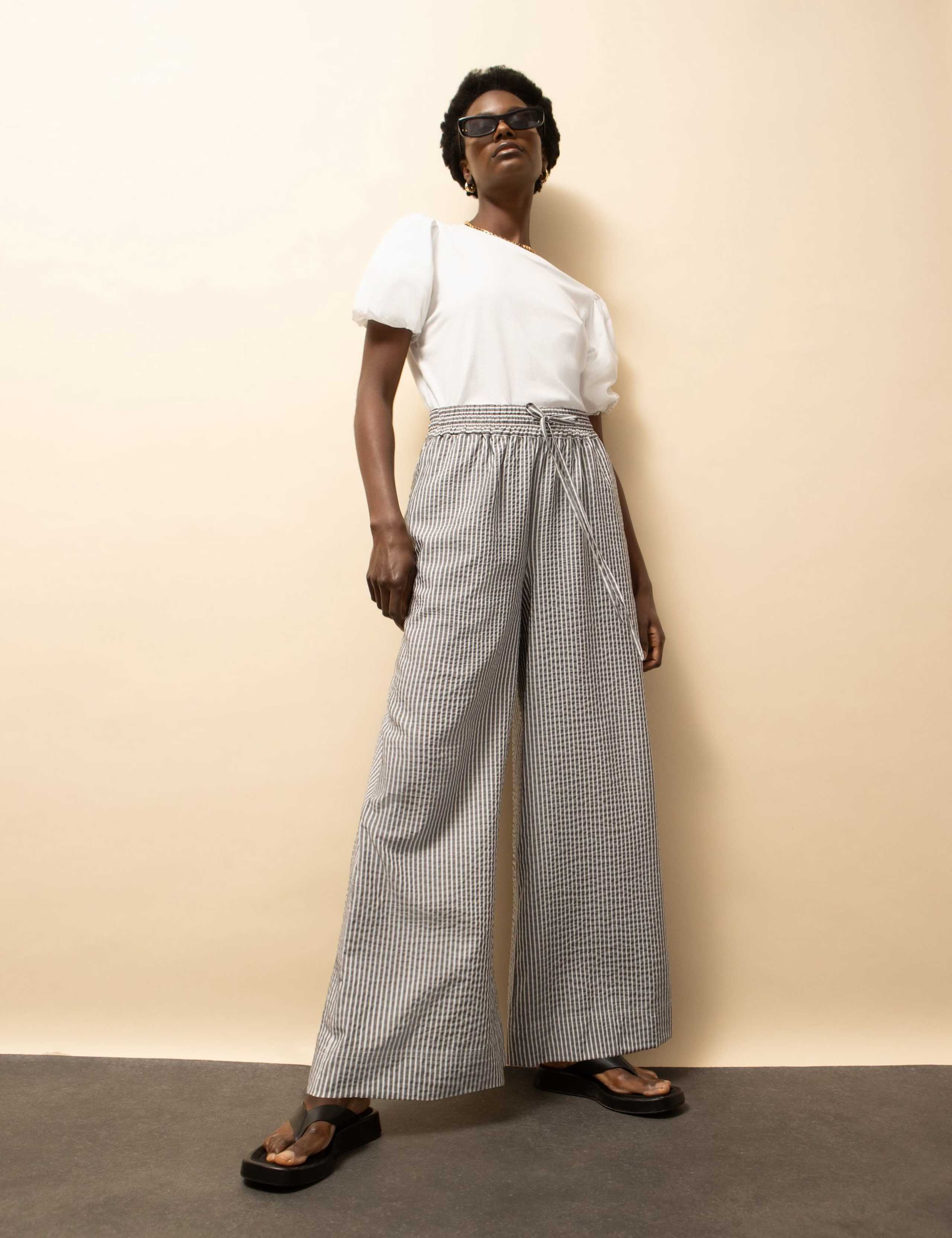Textured Striped Wide Leg Trousers 2 of 4