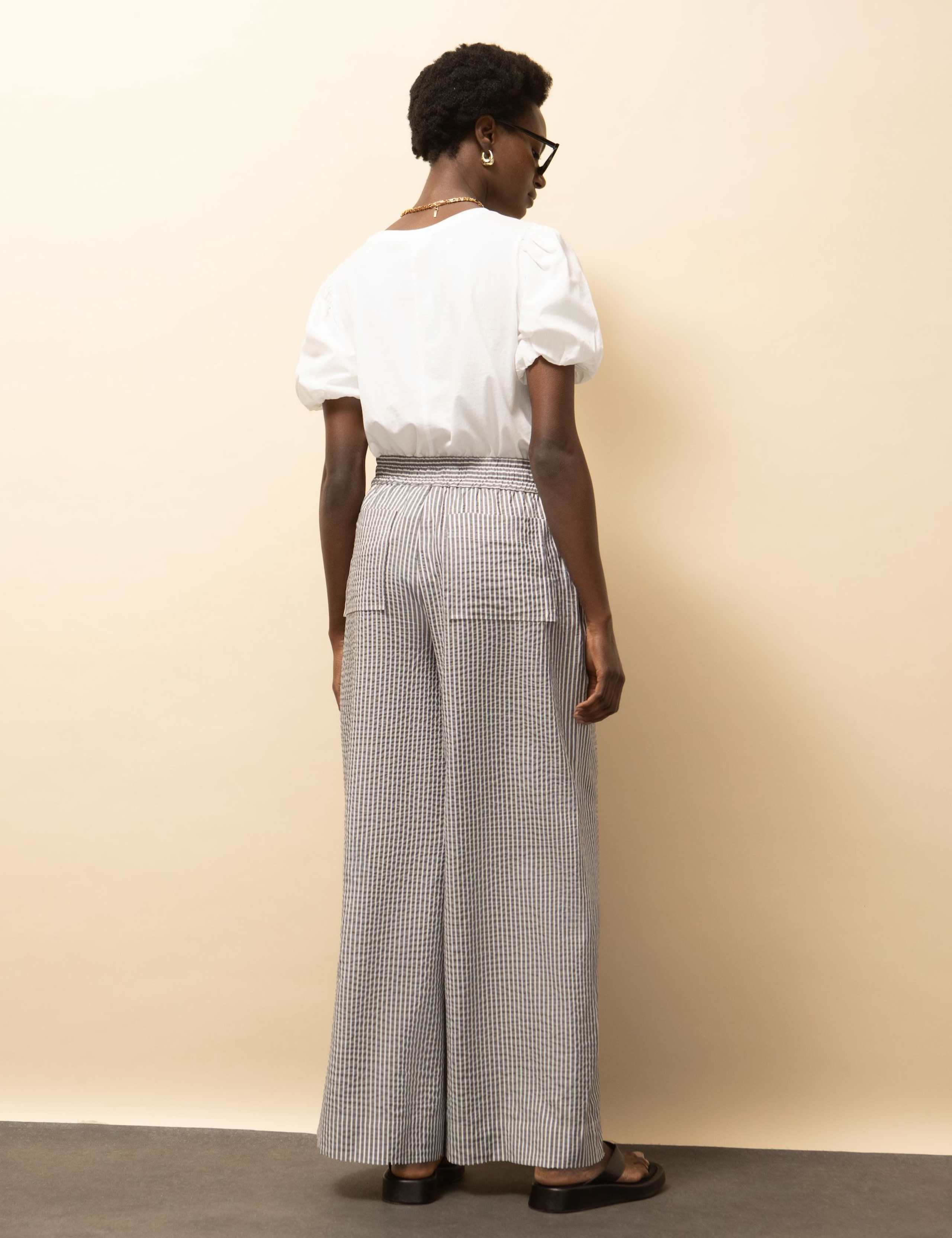 Textured Striped Wide Leg Trousers 3 of 4