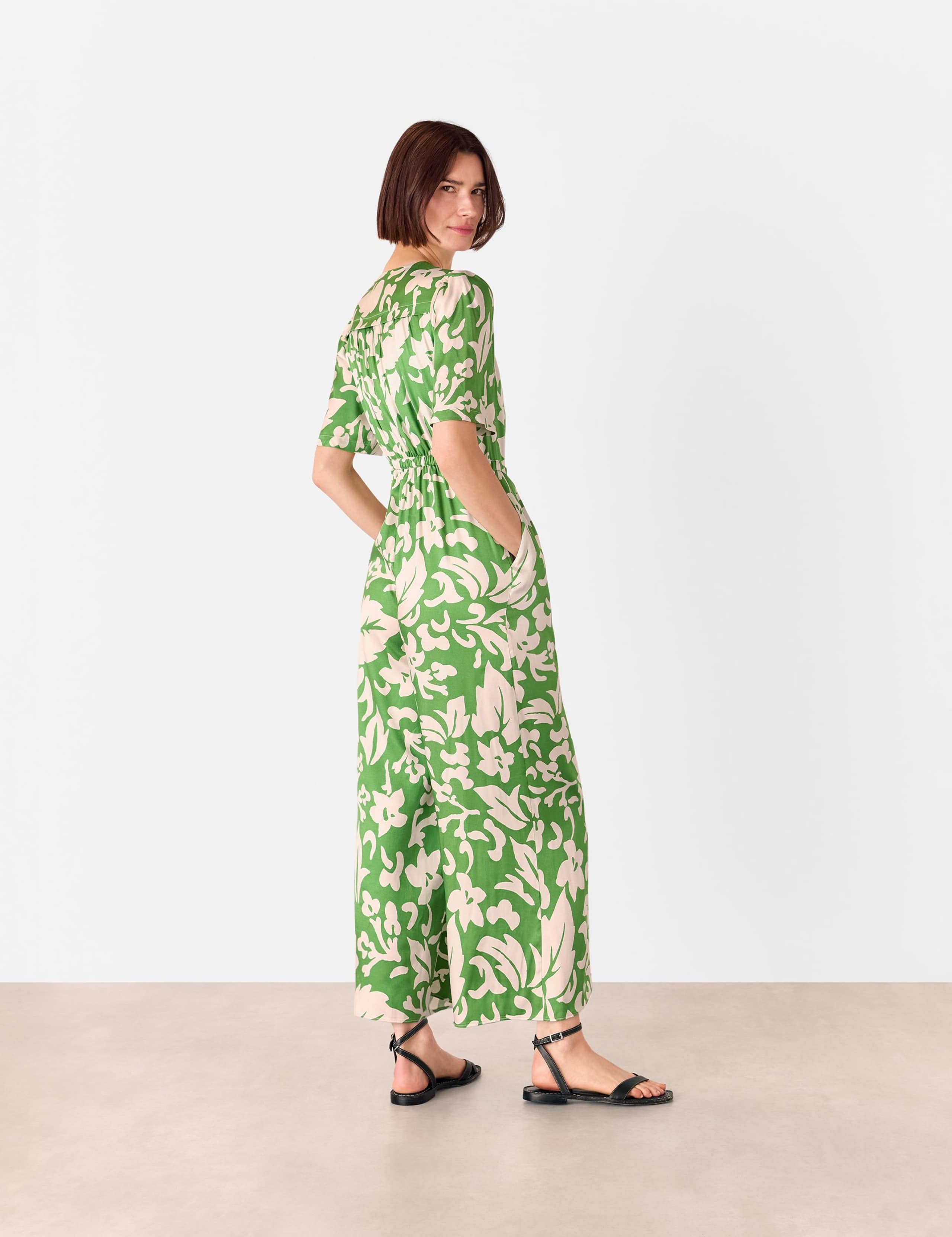 Floral Tie Waist Short Sleeve Jumpsuit 3 of 4