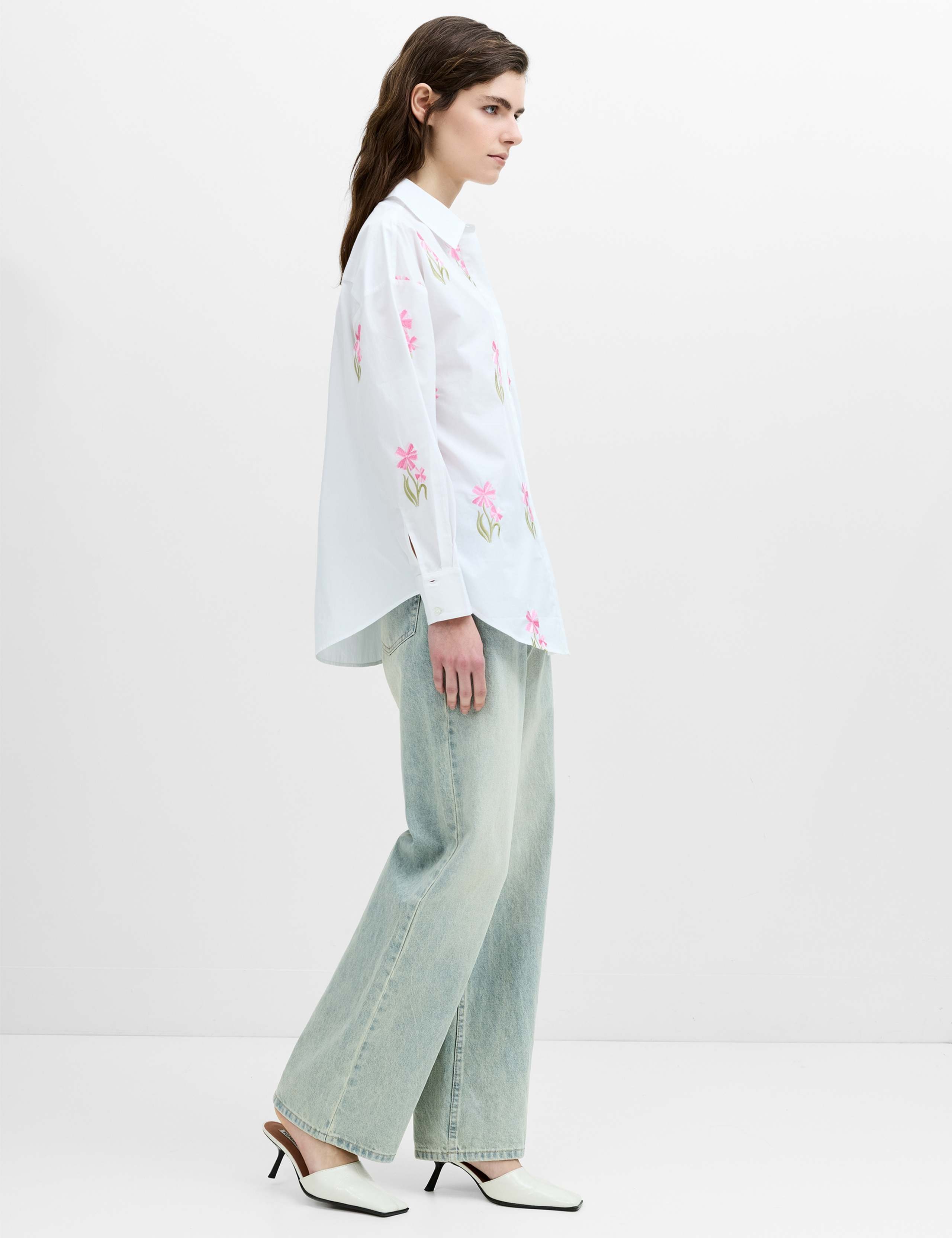 Pure Cotton Floral Embroidered Shirt 4 of 6