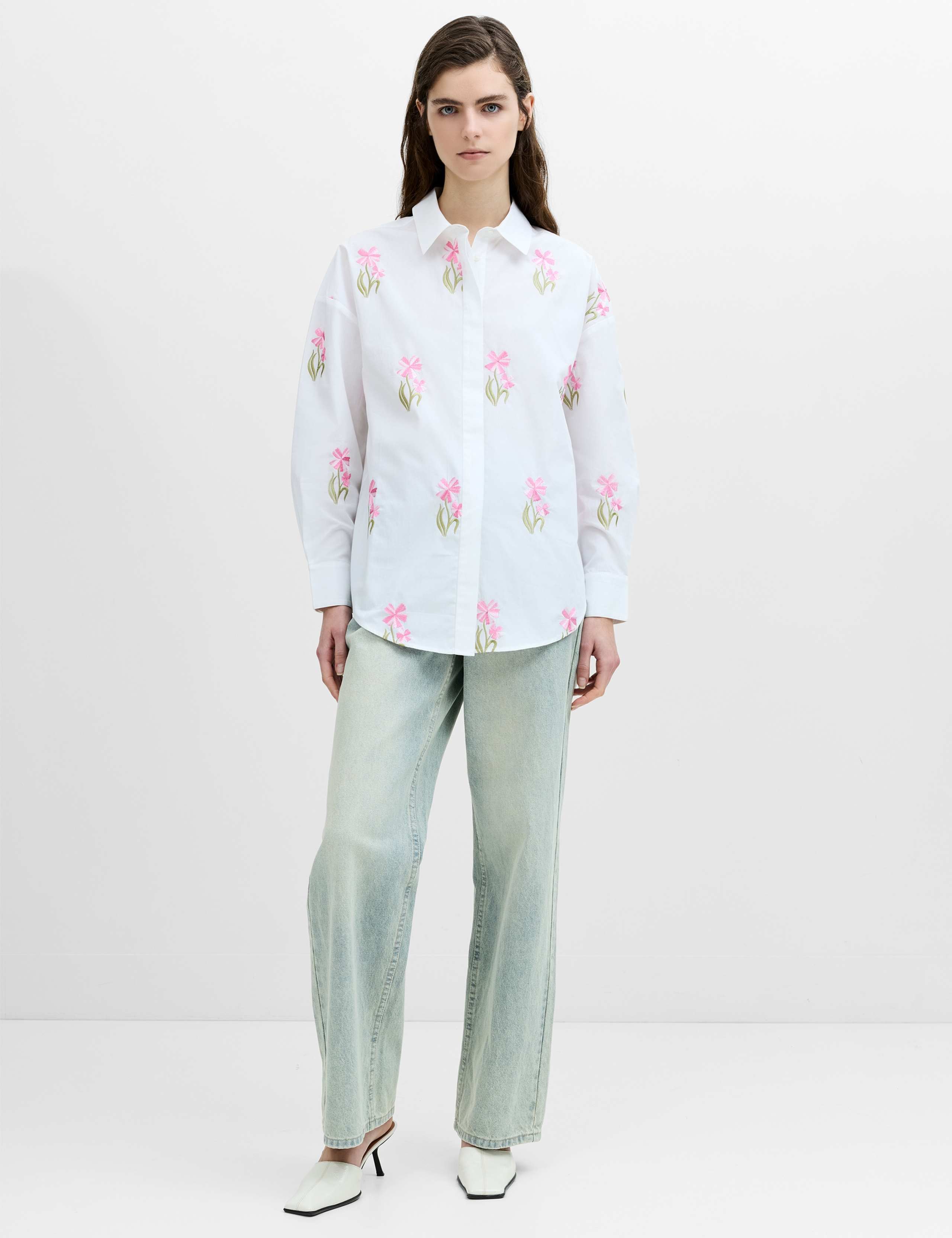 Pure Cotton Floral Embroidered Shirt 5 of 6