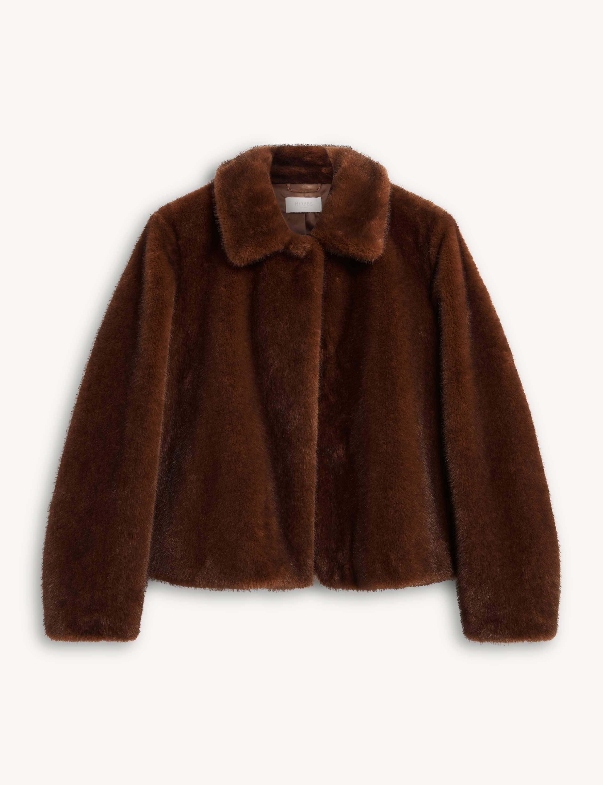 Faux Fur Collared Neck Cropped Coat 2 of 7