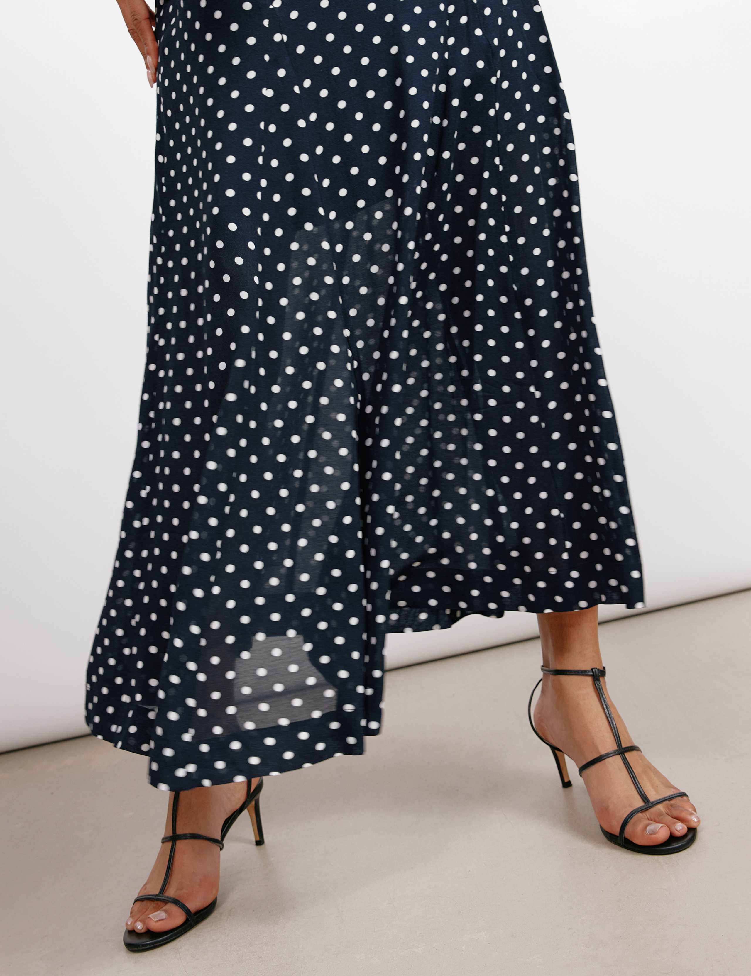 Polka Dot Rounch Neck Maxi Smock Dress 7 of 7