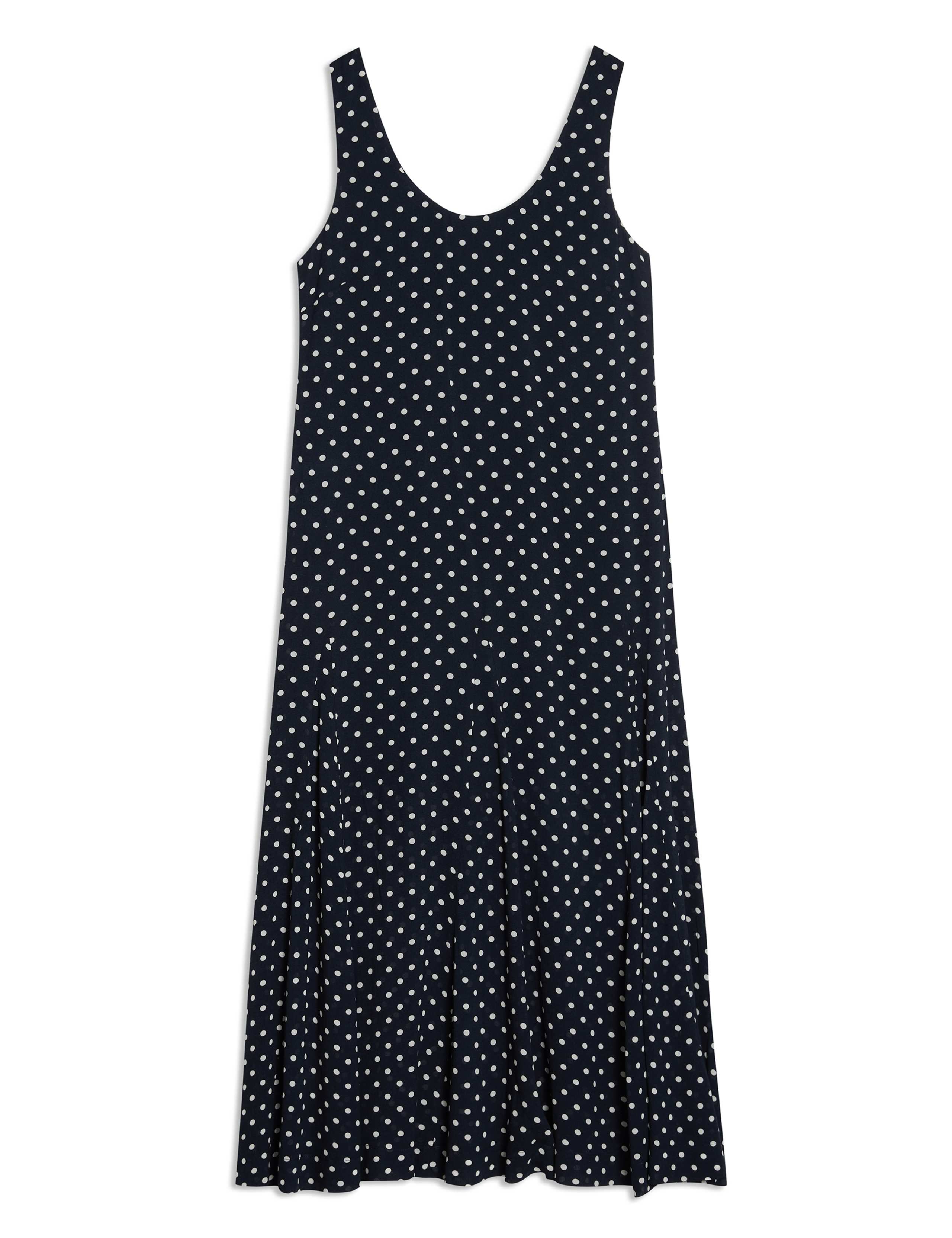 Polka Dot Rounch Neck Maxi Smock Dress 2 of 7