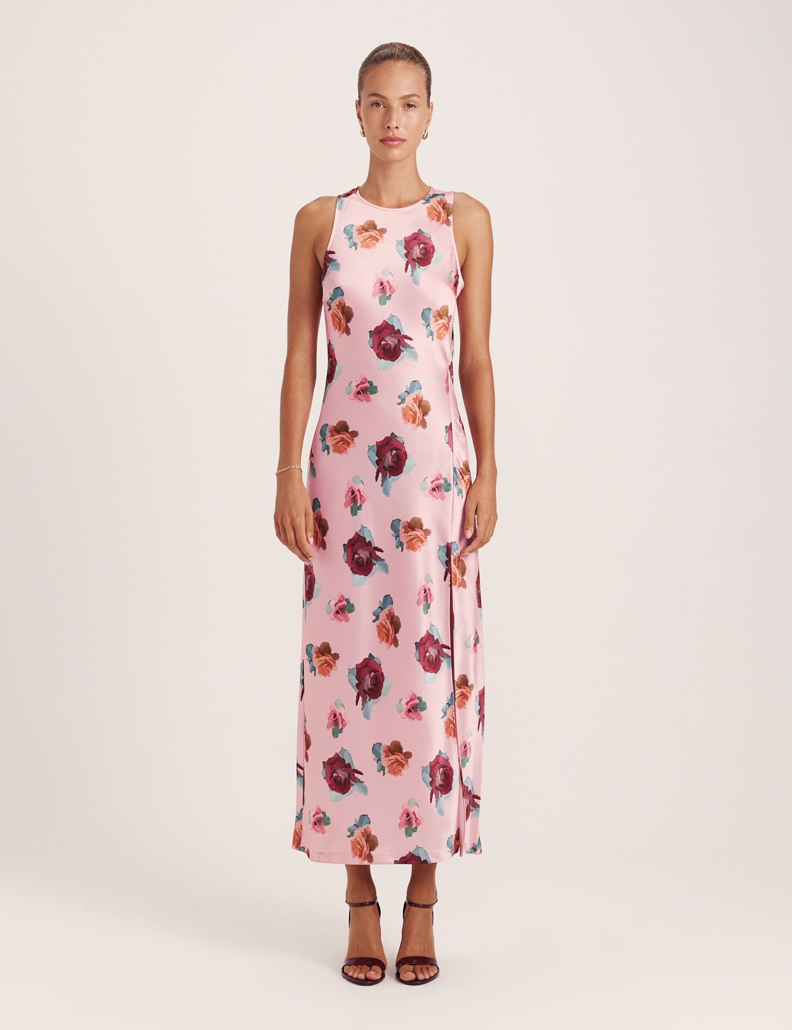 Floral Button Front Maxi Column Dress 2 of 8