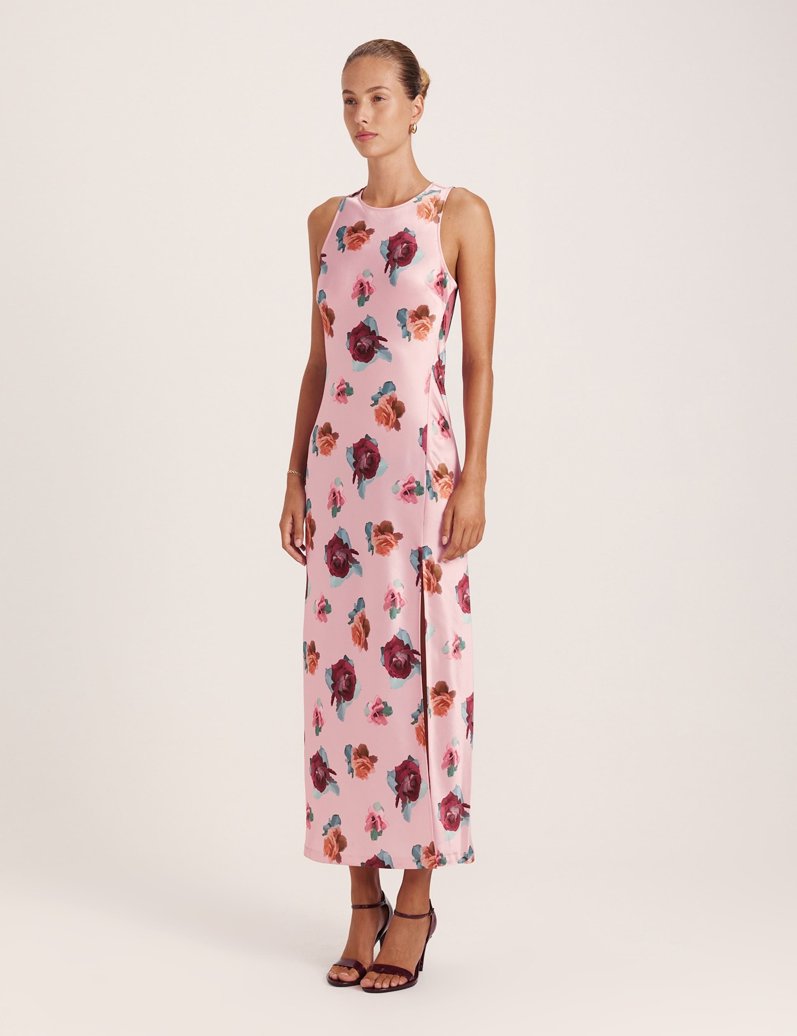 Floral Button Front Maxi Column Dress 6 of 8