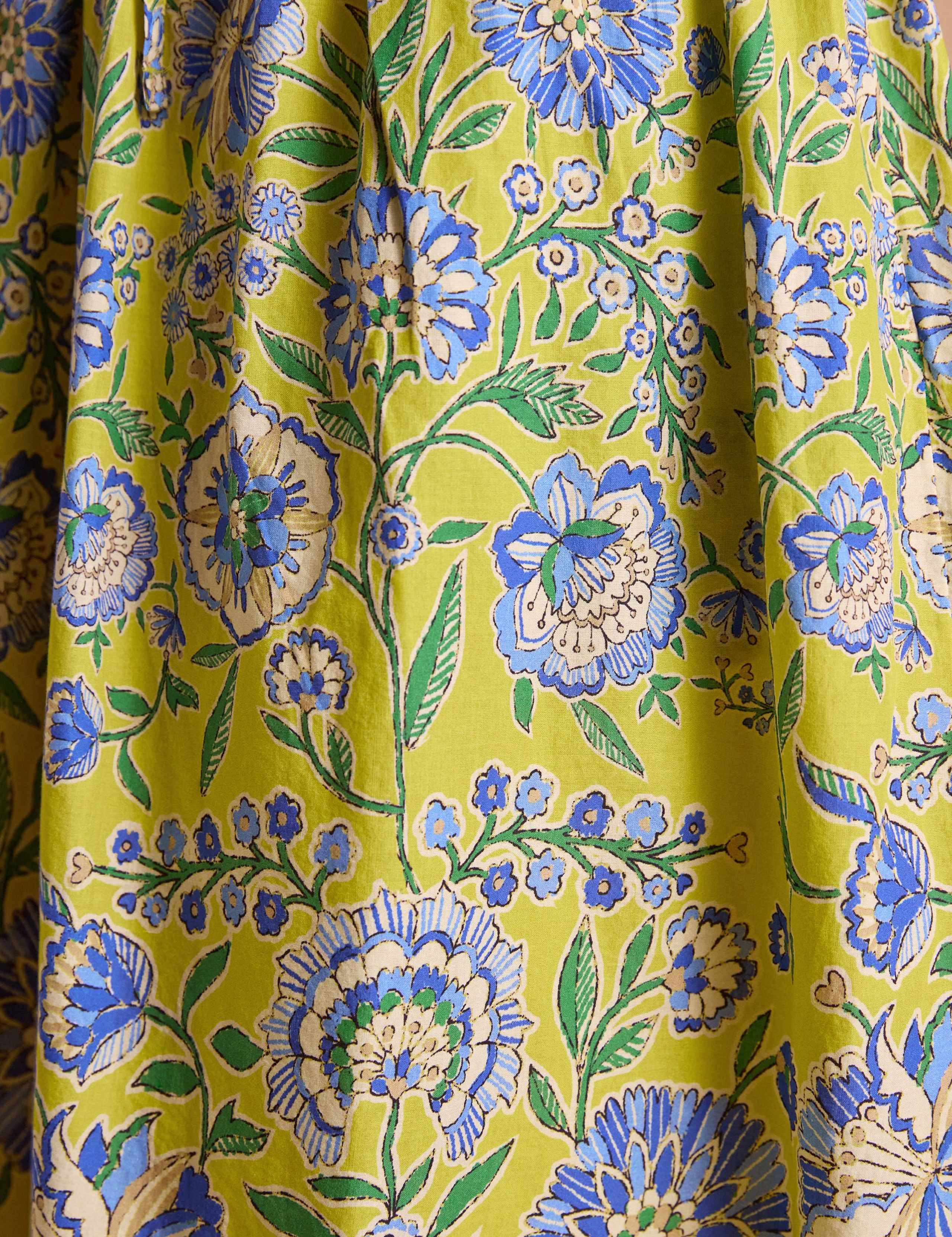 Pure Cotton Floral Midaxi Waisted Dress 8 of 8