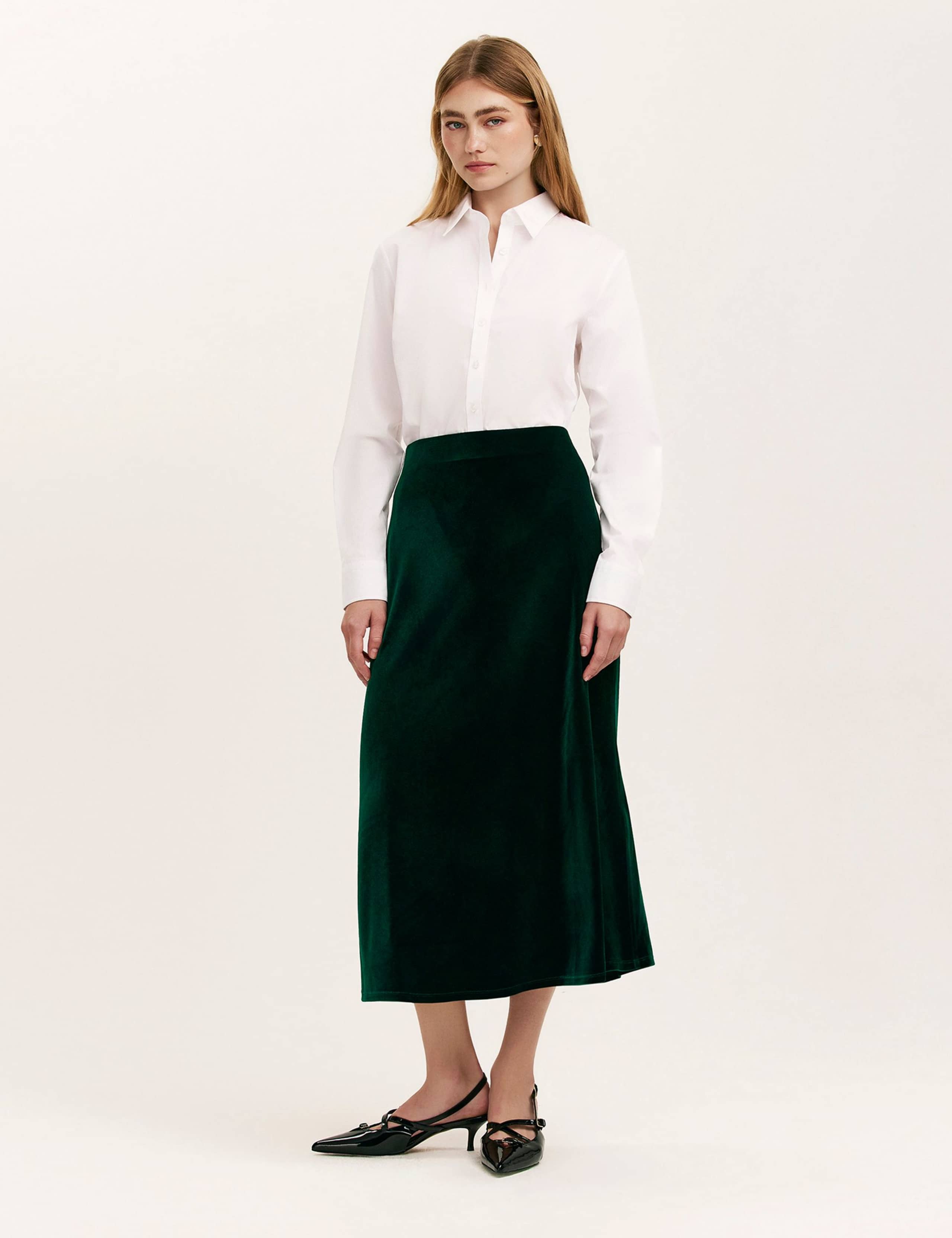 Velvet Midi Slip Skirt 2 of 4