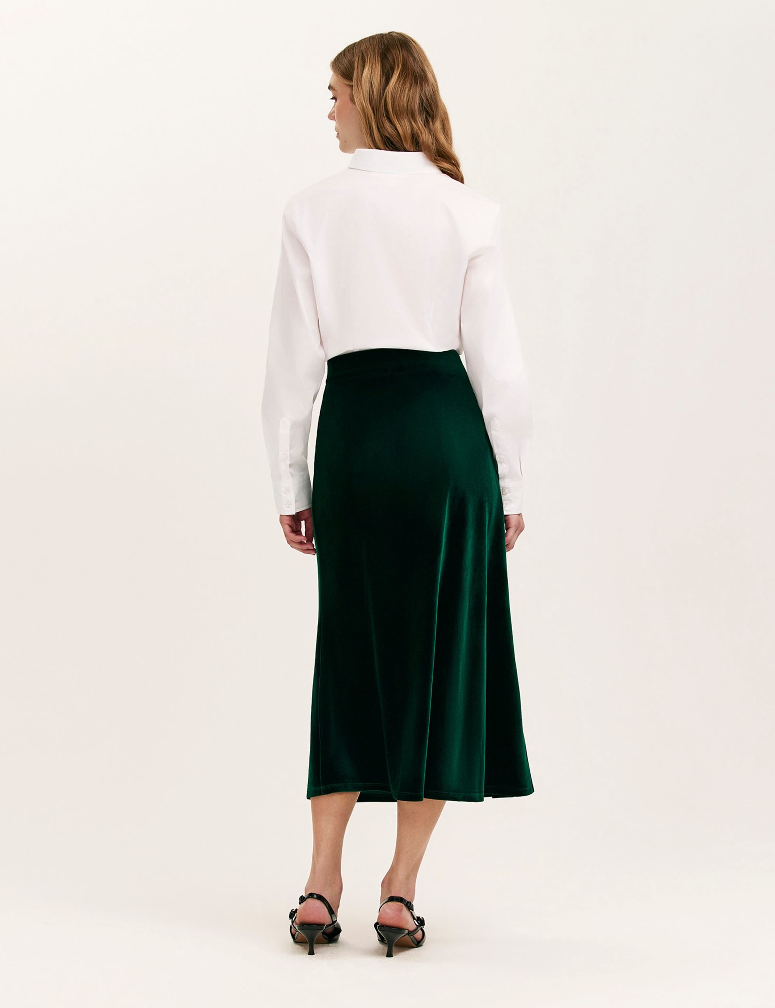 Velvet Midi Slip Skirt 3 of 4