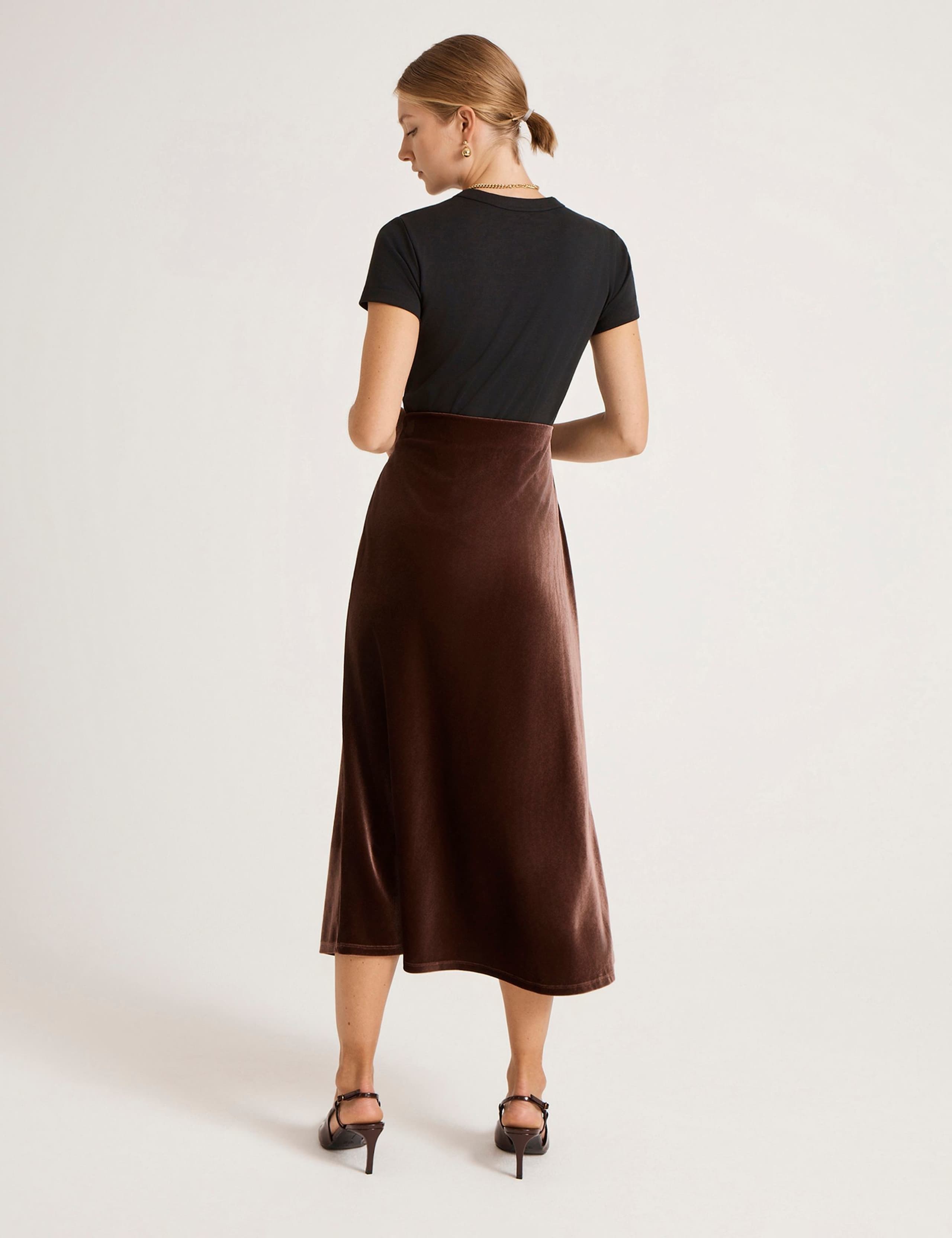 Velvet Midi Slip Skirt 3 of 5